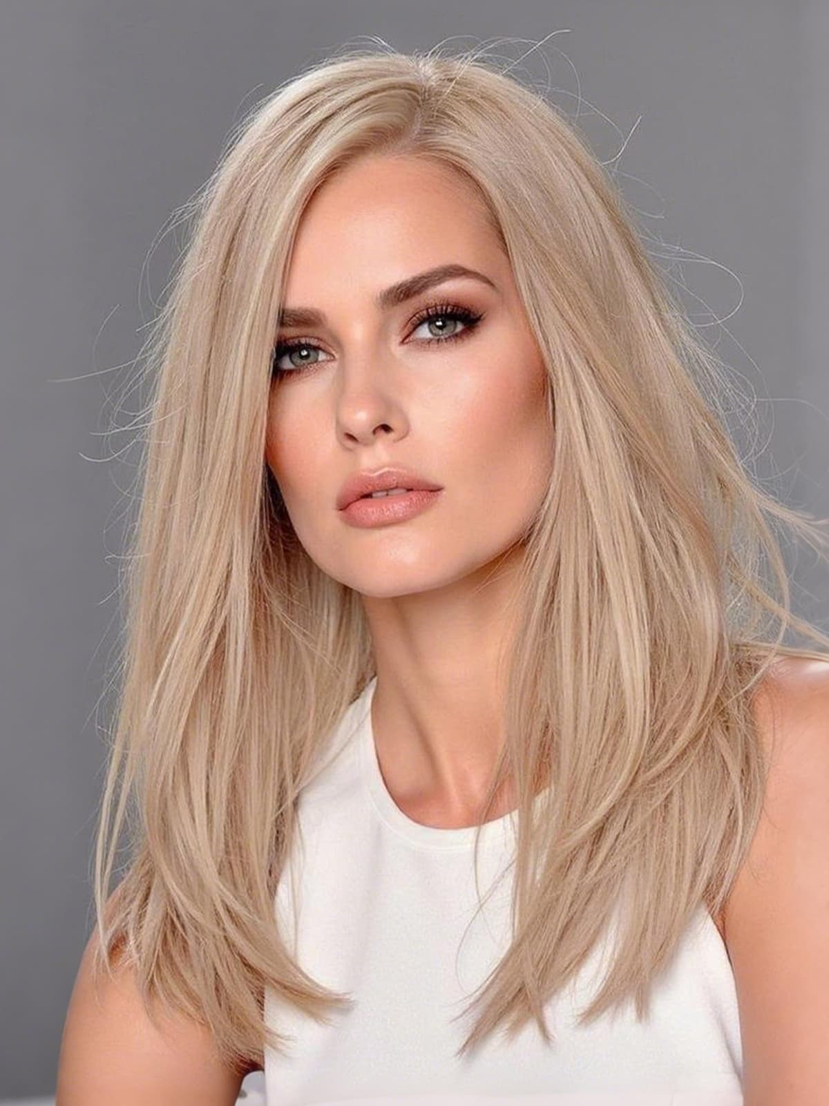 Topart peluca frontal HD 5x6 Swiss Lace gris rubio lisa Remy hand-tied (18 Inch) HWDZ9001-1GR18