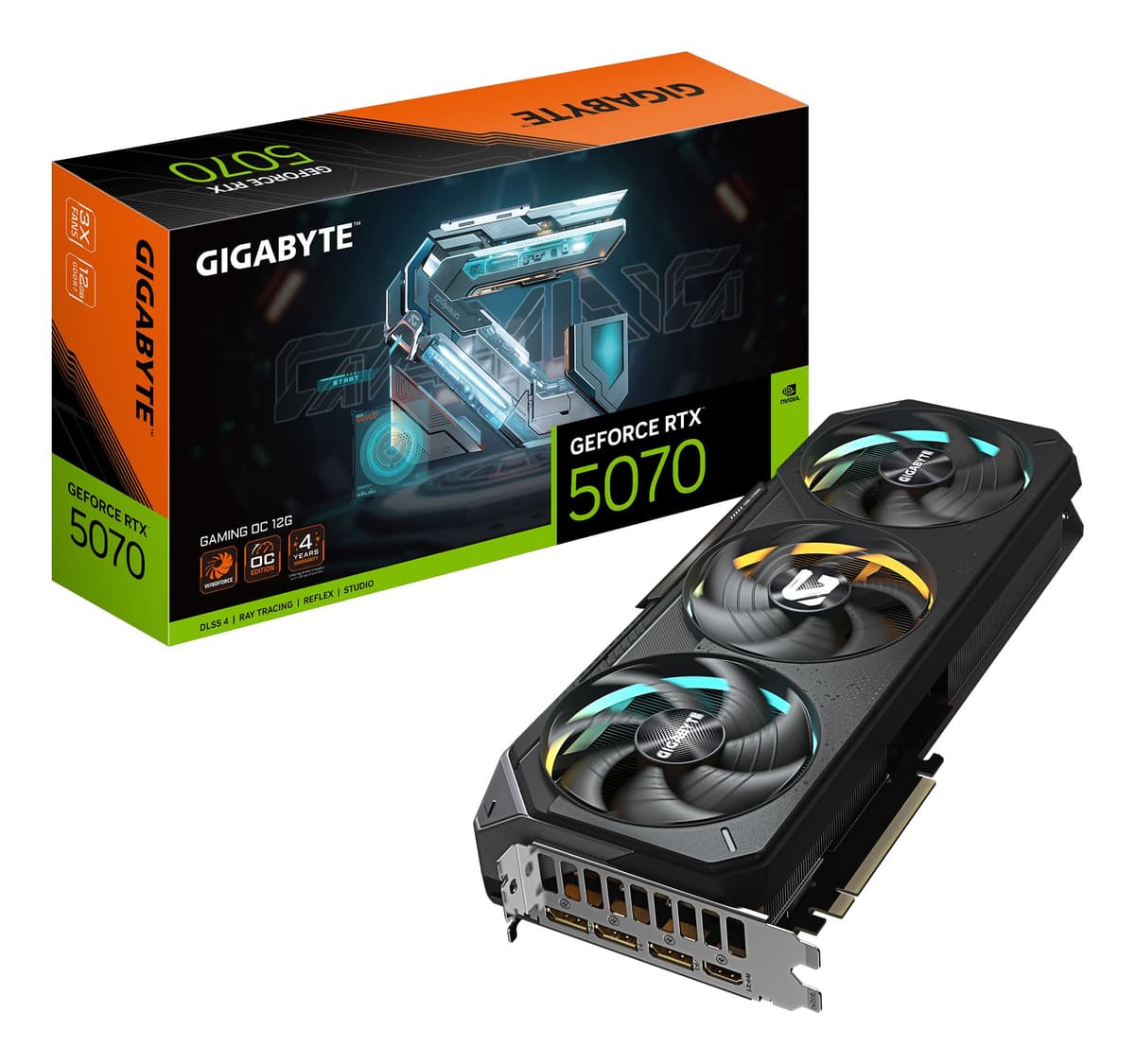 Gigabyte GeForce RTX 5070 Gaming OC 12G Tarjeta Gráfica - 12GB GDDR7,192 bits, PCI-E 5.0, 2625 MHz Reloj de Núcleo, 3 x DP 2.1a, 1 x HDMI 2.1b, NVIDIA DLSS 4, GV-N5070GAMING OC-12GD