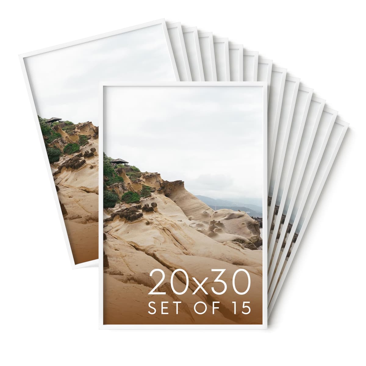 HAUS AND HUES 20x30 White Metal Picture Frames - Set de 15
