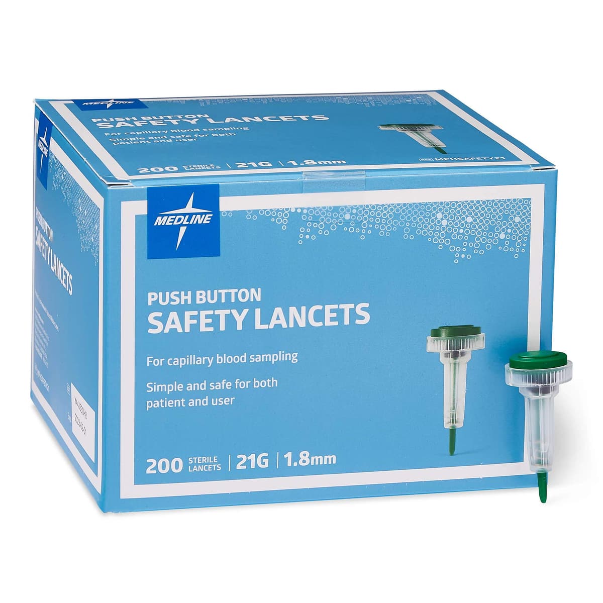 Medline Sterile Safety Lancets 21G x 1.8 mm - Box of 200 MPHSAFETY21