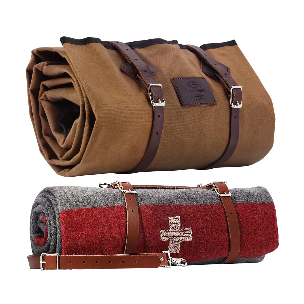 1844 Helko Werk Bedroll de lona encerada y manta tipo ejército suiza - Field Tan F8761TB