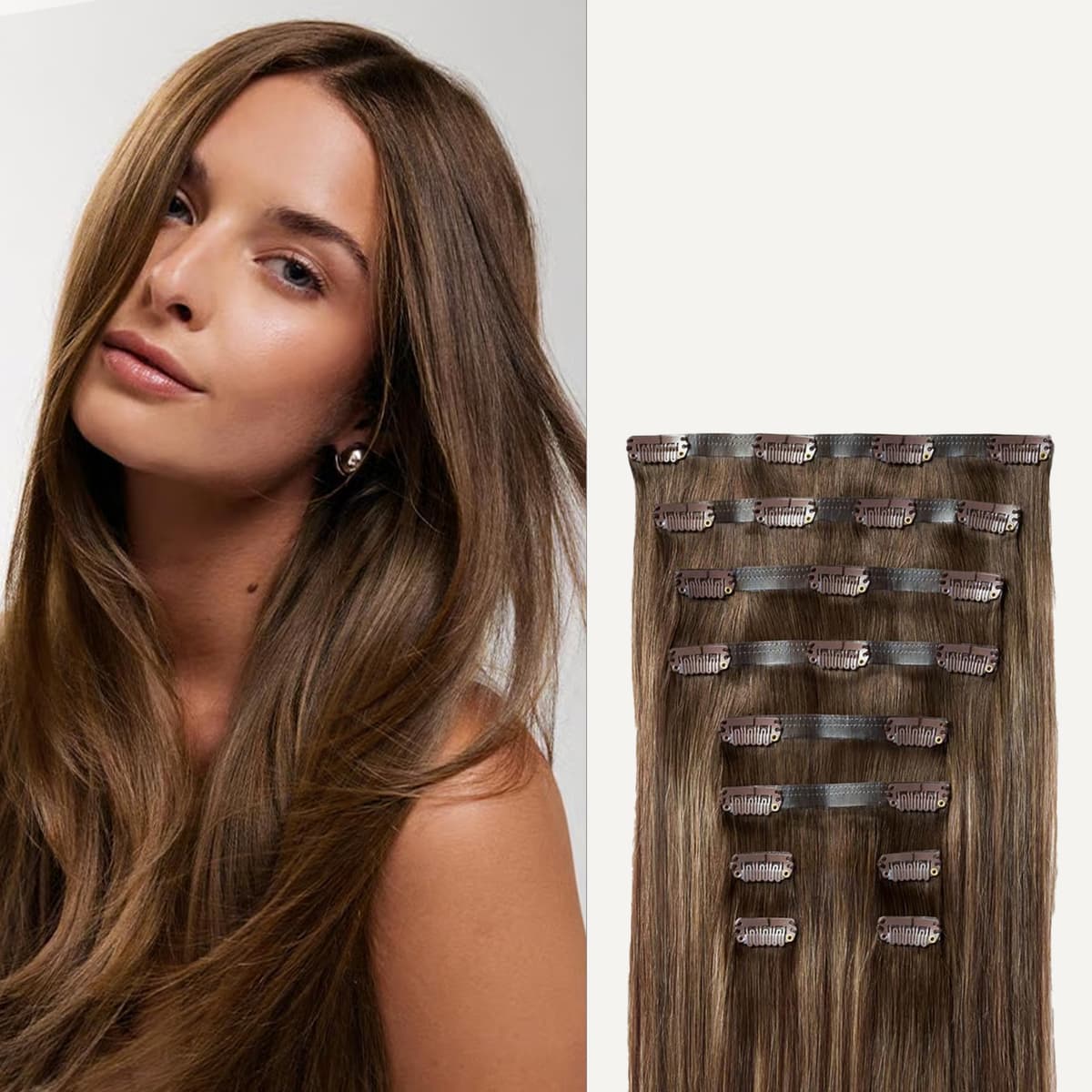 Luxy Clip-In 100% Remy - 240g 24" Dimensional Rooted Sunkissed Brown
