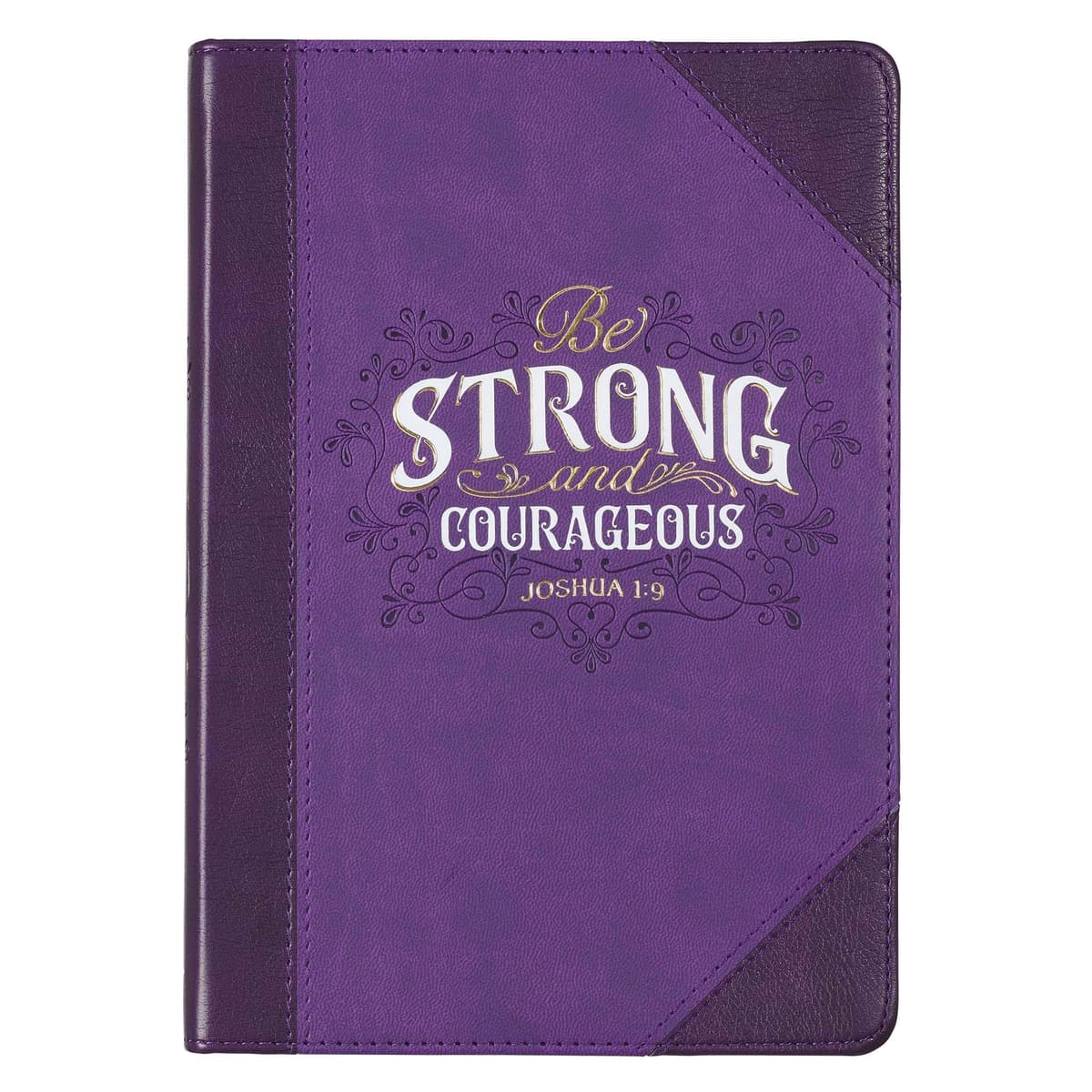 Christian Art Gifts Cuaderno inspiracional púrpura Faux Leather - Be Strong and Courageous (Joshua 1:9) JL490