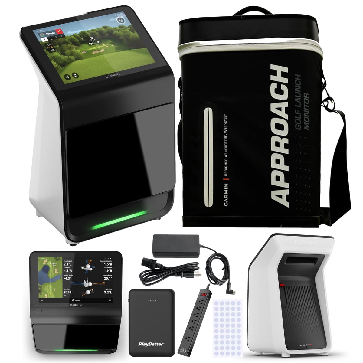 PlayBetter Garmin Approach R50 Premium Launch Monitor y Bundle de Simulación con pantalla táctil de 10” 010-02542-00 (Simulator) | Z05 (Charger)