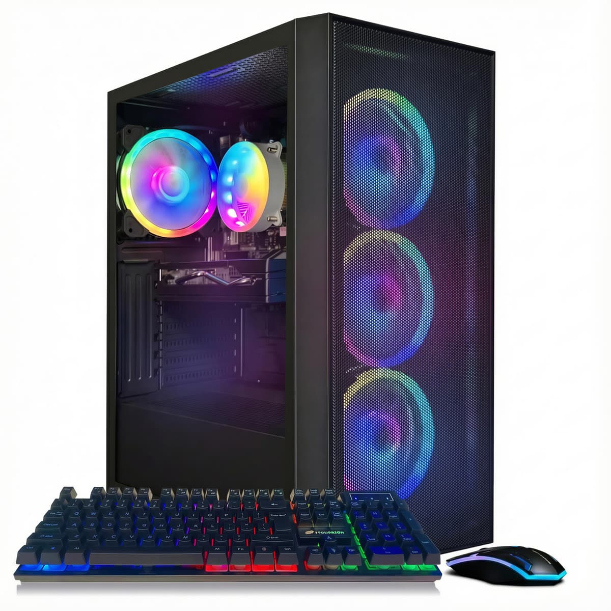 STGAubron PC de Escritorio Gamer, Radeon RX 580 8GB, Intel Core i7 8ª gen hasta 4.1 GHz, 16 GB DDR4, SSD 1 TB, Wi-Fi 6 y BT 5.2, 4 ventiladores RGB, Windows 11 Home ABR1824