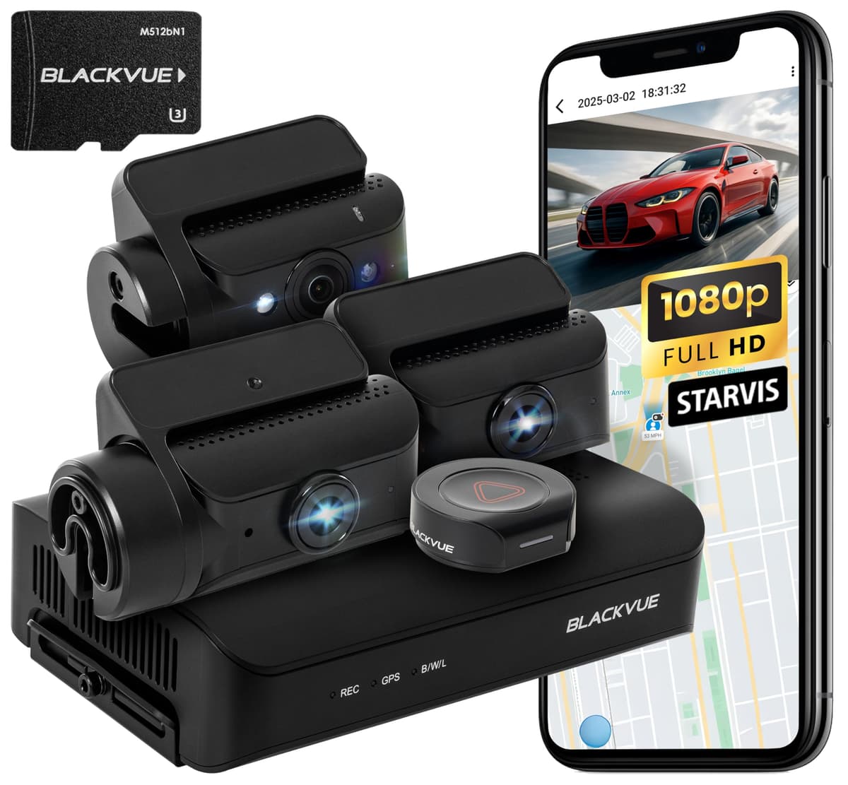 BlackVue DR770X Box-3CH Pro 256GB Cámara de Coche - 3 Cámaras Pequeñas (Full HD Delantera-Interior-Trasera) + Caja de Grabación Segura, Modo Estacionamiento, Tarjeta SD Gratis, Hasta 512GB, Wi-Fi, GPS, Funciones en la Nube ccd50162-4963-4e11-89cb-e16bf9c6021f