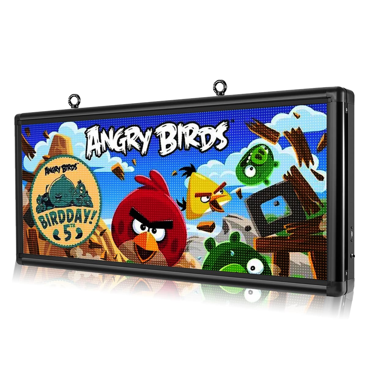 BEROZA Cartel LED programable P6 40×18" para exterior - Panel digital comercial (W160×H64) HSY-008
