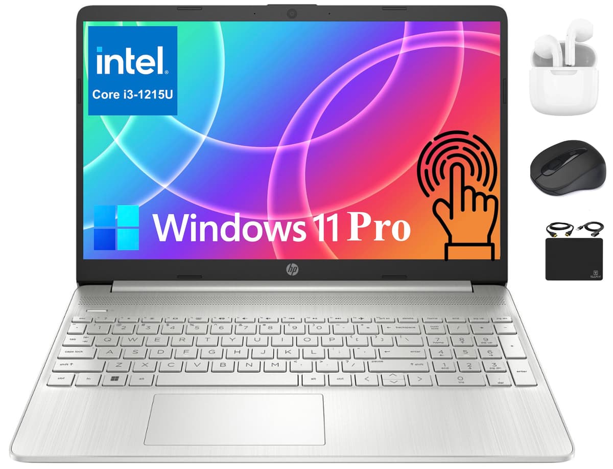 HP Pavilion 15.6" 2025 Touchscreen HD para Negocios, Intel i3-1215U de 6 núcleos hasta 4.4 GHz, 32 GB RAM, 1 TB SSD, Gráficos UHD, Carga Rápida, +10 h de Batería, Windows 11 Pro + Accesorio Hubxcel HP 15 Touchscreen Laptop