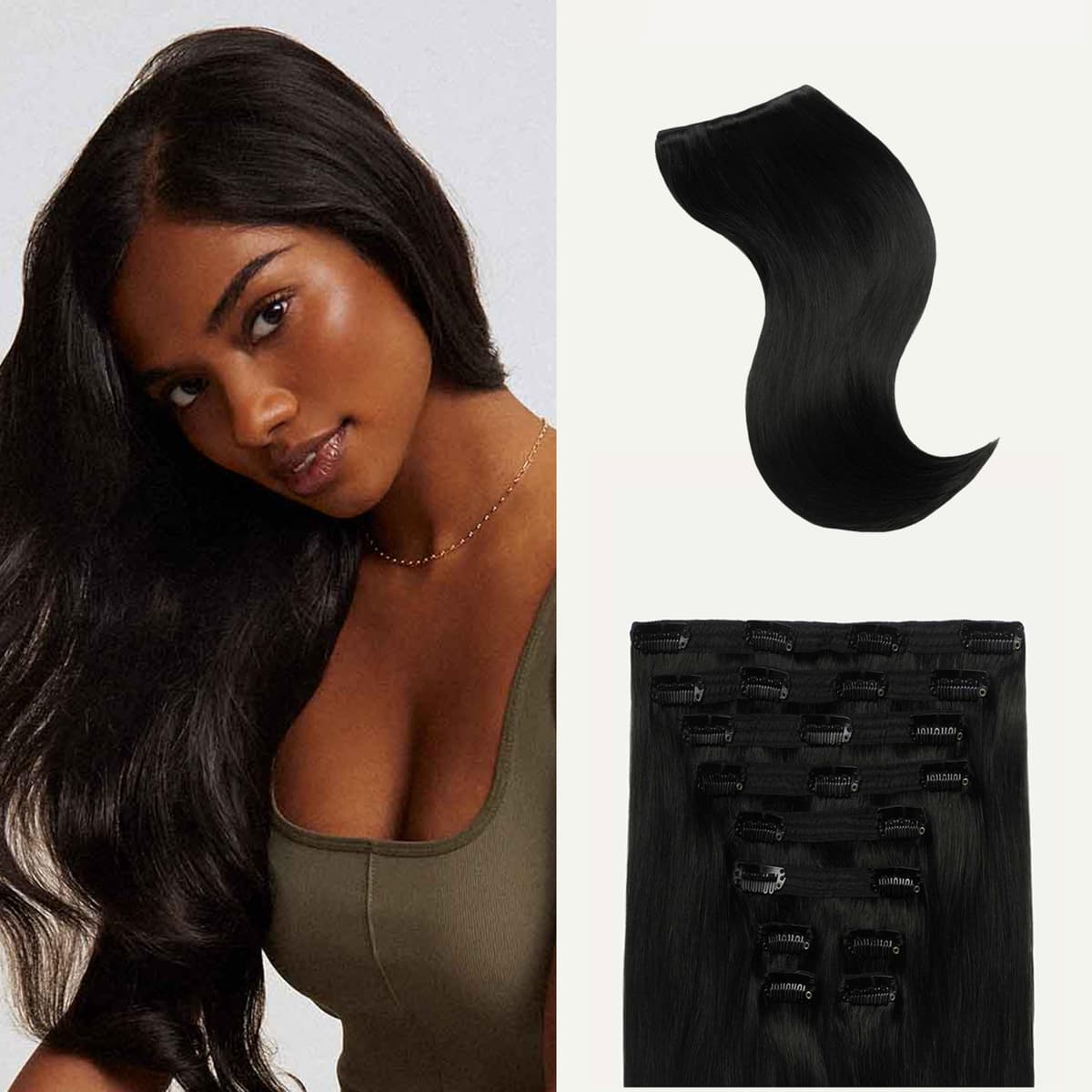 Luxy Hair Extensiones Clip-In Classic 24" Off Black (240g) 10 piezas