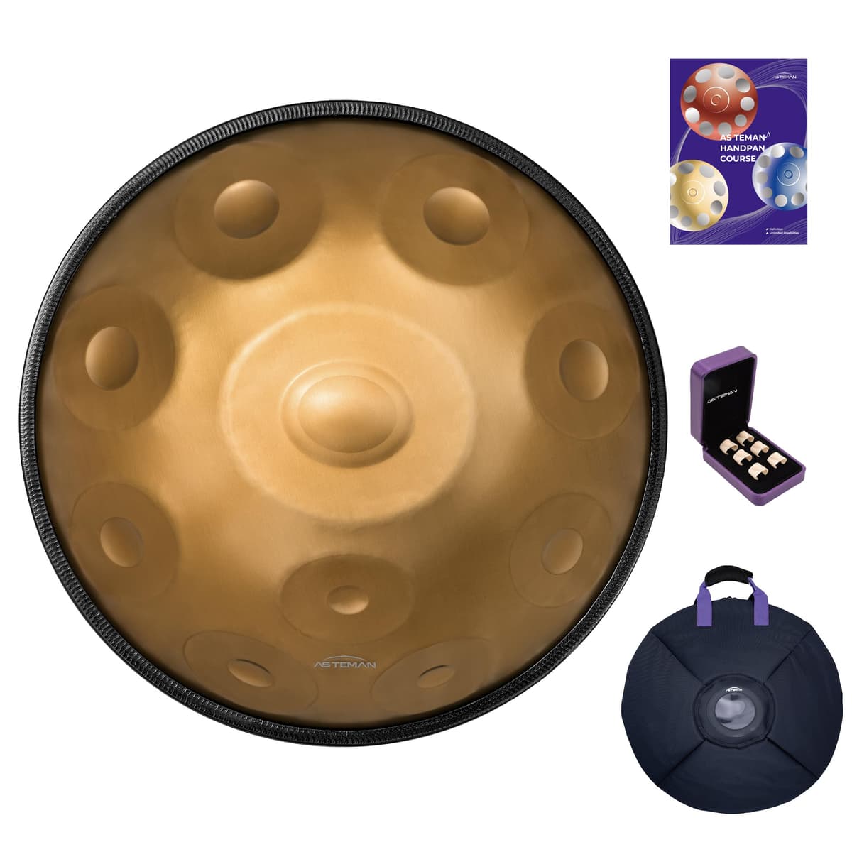 AS TEMAN HANDPAN en Re menor 10 notas 22" con accesorios
