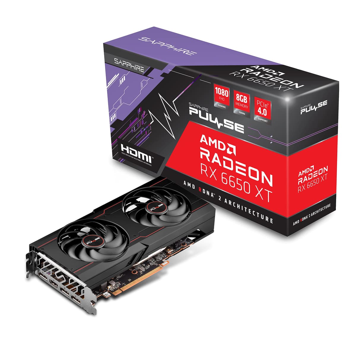 Sapphire 11319-03-20G Pulse Tarjeta de Video AMD Radeon RX 6650 XT Gaming con 8GB GDDR6, AMD RDNA 2, Negra