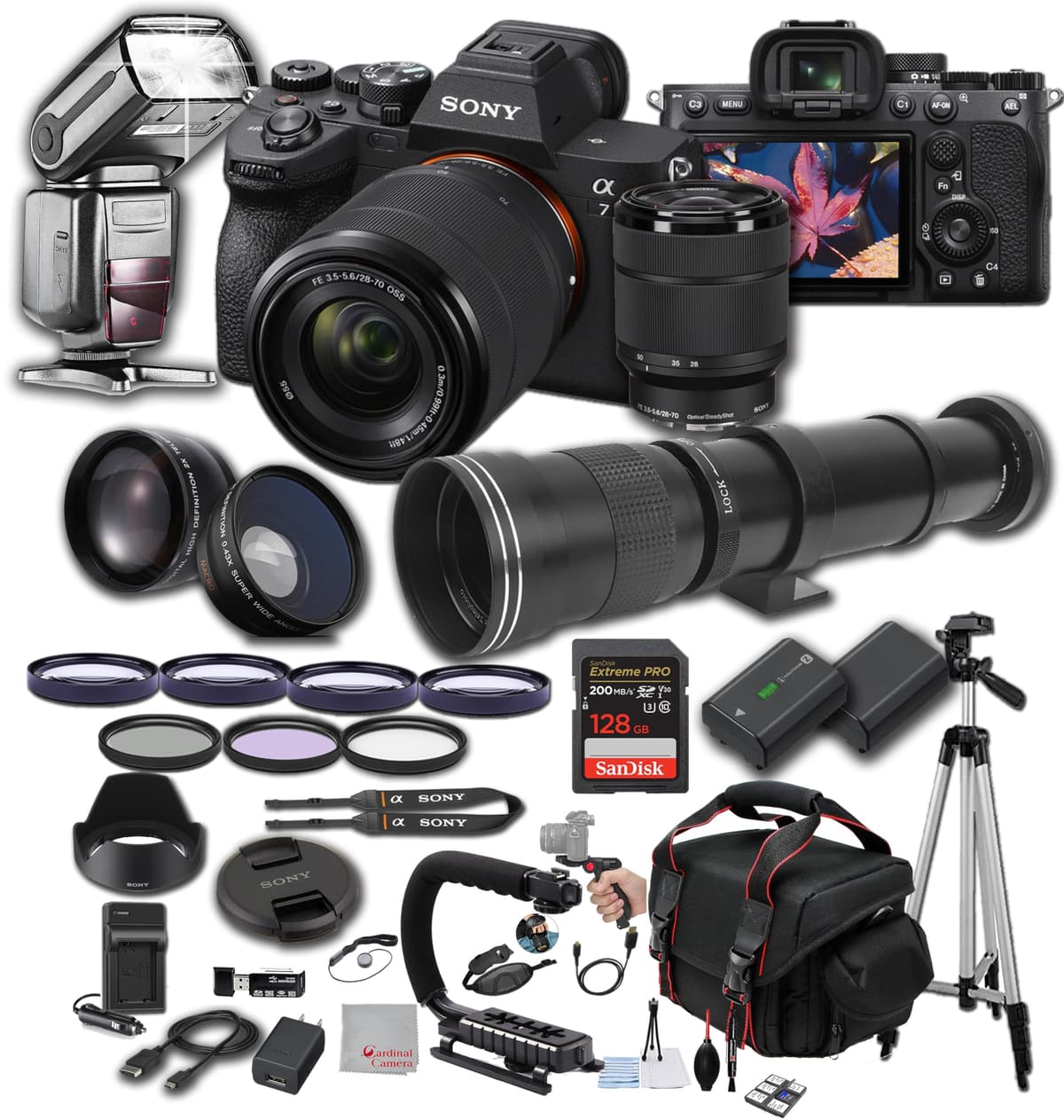 Sony A7 IV con lente 28-70mm y paquete fotográfico extremo (bundle 42 piezas) SNA7IV2870420800PRODLX2023-101623