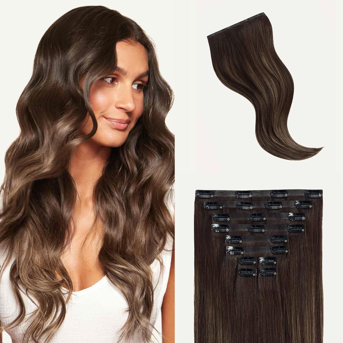 Luxy 24" Seamless Clip-In 100% Remy - Dark Brown Balayage, 240 g 24-240g-Color2T18-S