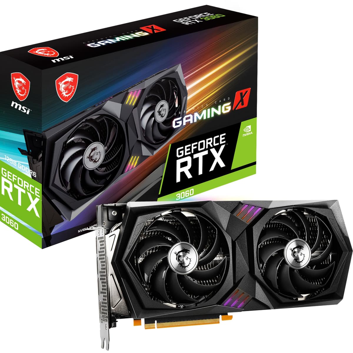 MSI GeForce RTX 3060 Gaming X, 12 GB, GDDR6,192 bits, tarjeta de video modelo V397-019R (912-V397-019)