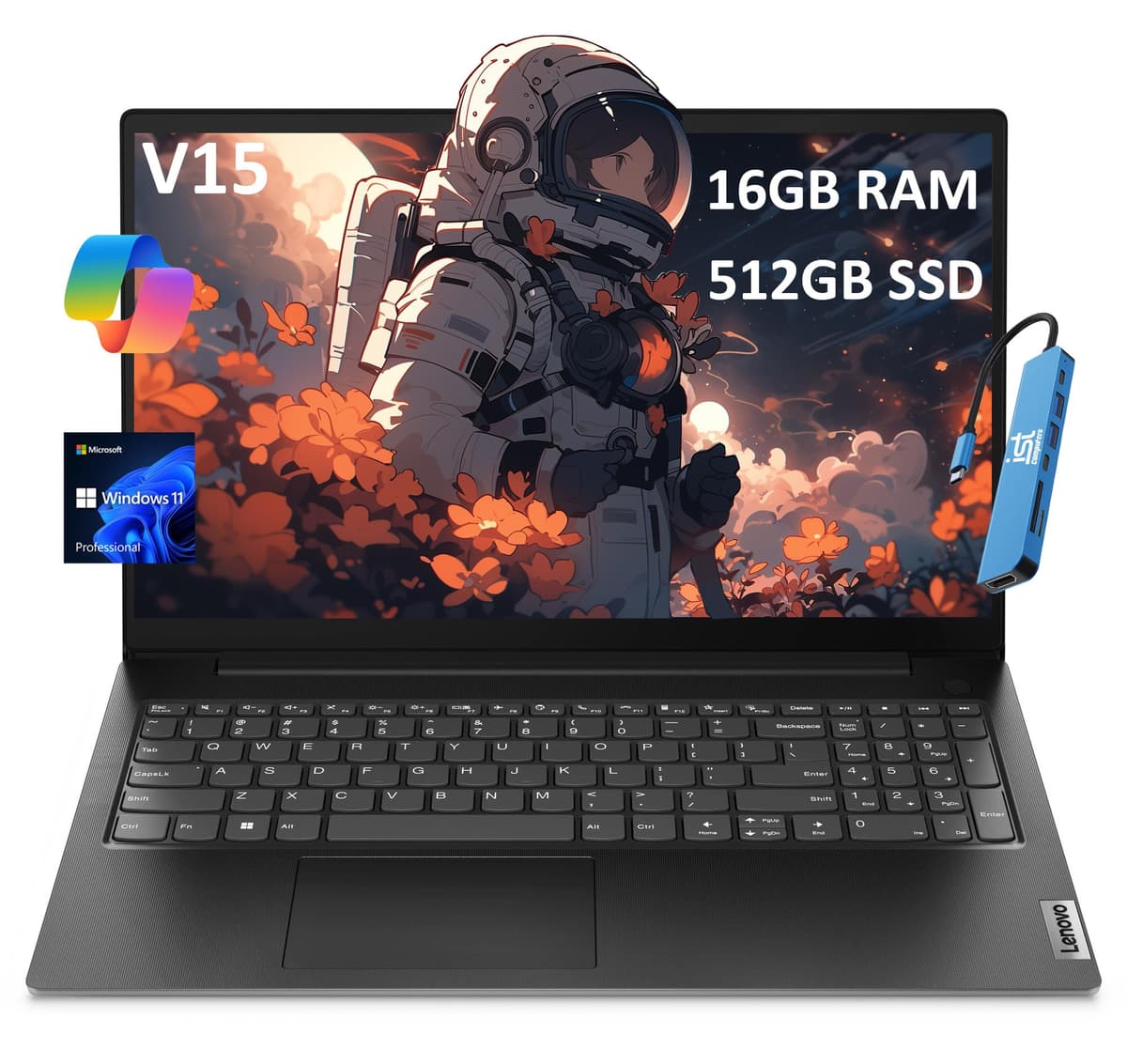 Lenovo V15 Gen 4 (15.6" FHD antirreflejo, Intel Core i5-13420H de 13.ª gen. (mejor que i7-1255U), 16GB RAM, 512GB SSD) para Negocios, Hogar, grado militar, Ethernet, cámara web, IST Hub, Windows 11 Pro con AI Copilot, color negro V15 G4