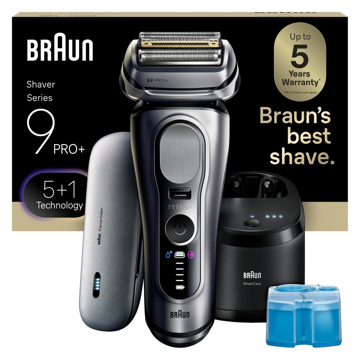 Afeitadora eléctrica Braun para hombre Series 9 PRO+ con recortadora de precisión, 6 en 1 SmartCare Center, estuche de viaje con alimentación, 9677cc P_12191