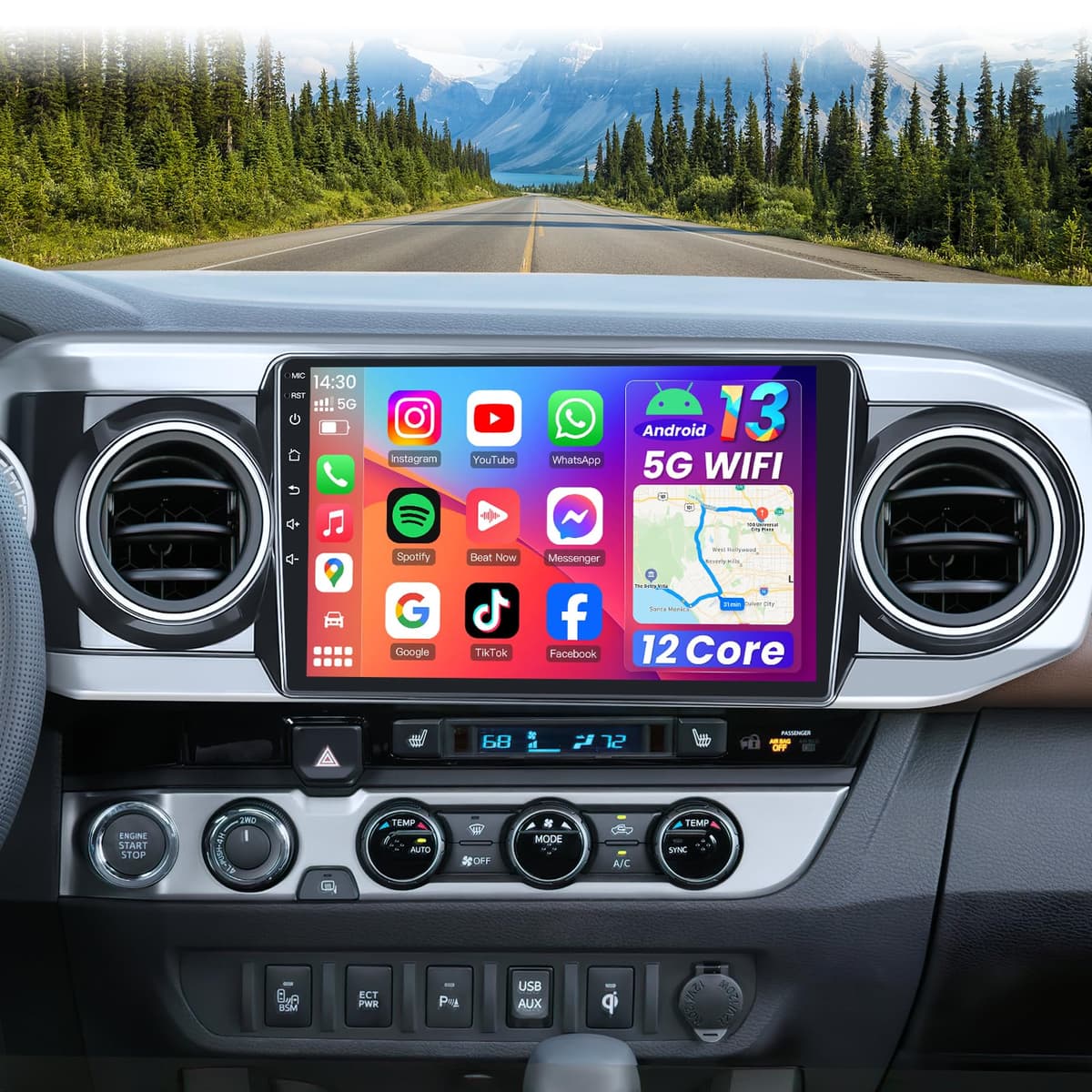 Jufodrca Radio para Toyota Tacoma 2016-2021 10" con CarPlay inalámbrico, Android Auto y GPS