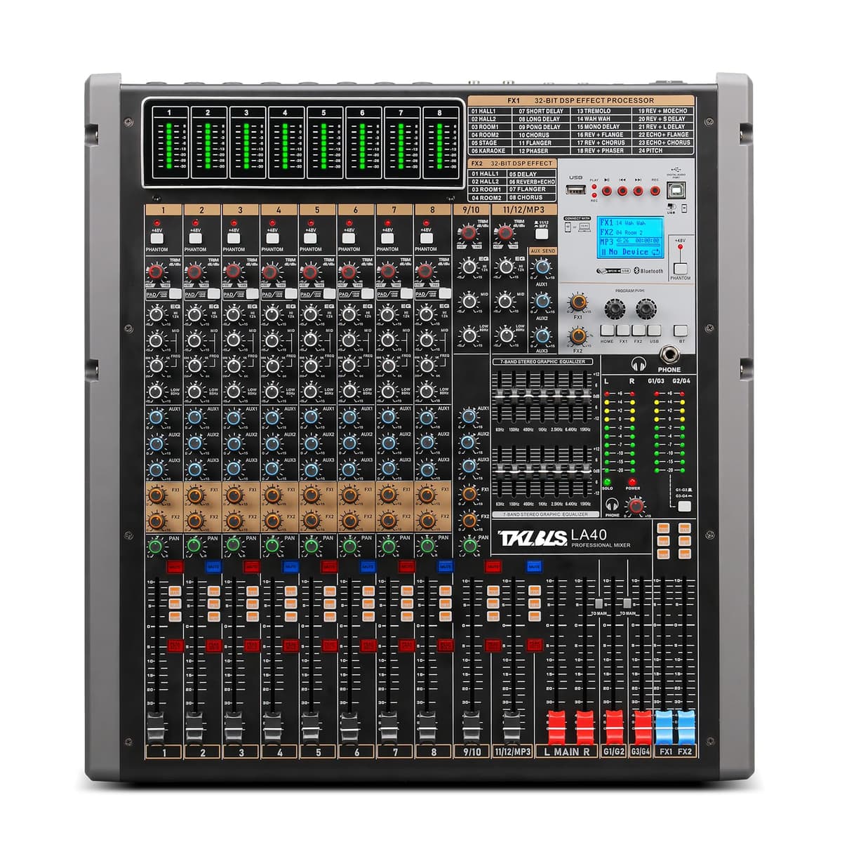 TKLBLS Mezcladora de Audio Profesional 12 Canales LA-12 LA40