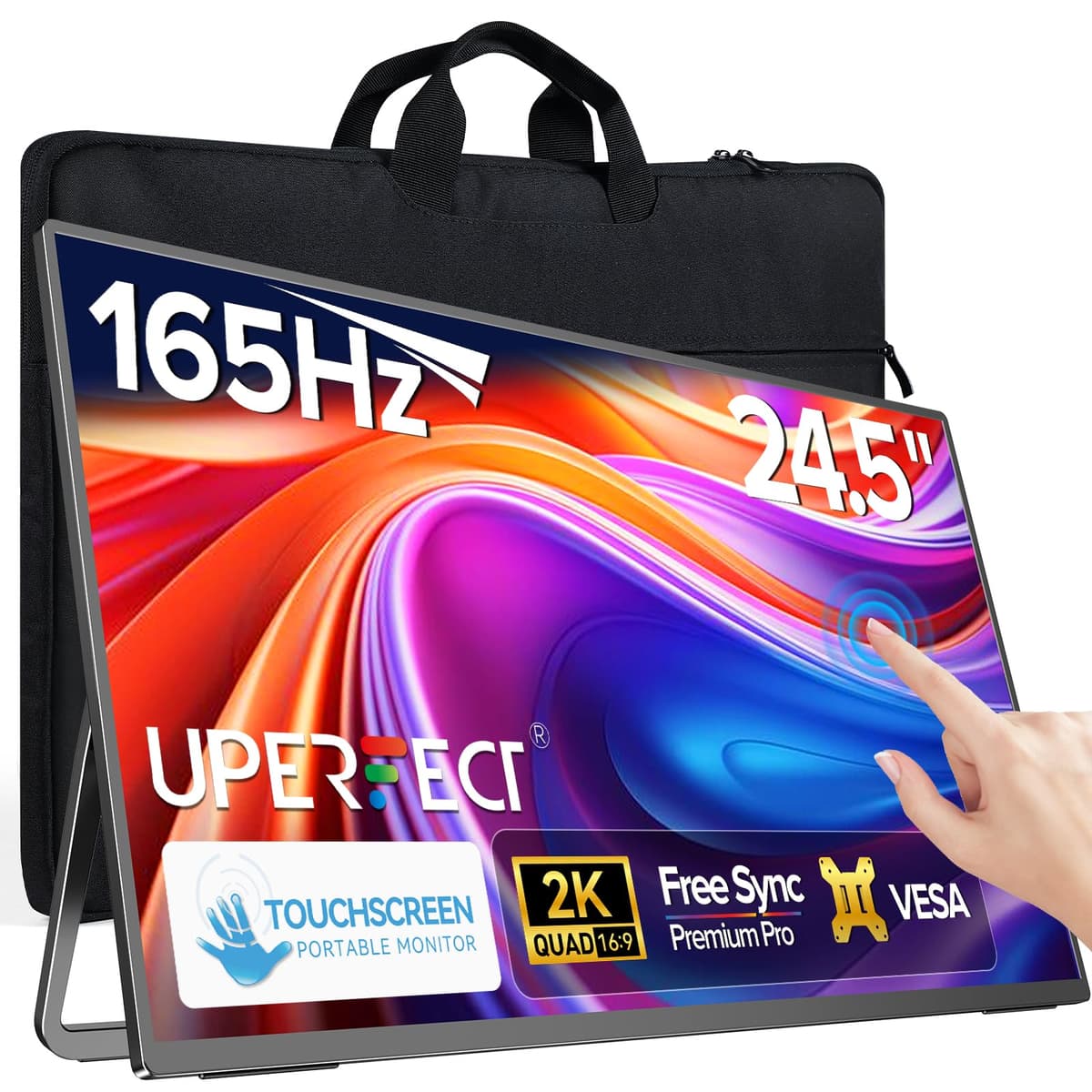 Monitor portátil táctil UPERFECT 24.5" 2K 165Hz FreeSync para gaming MT05