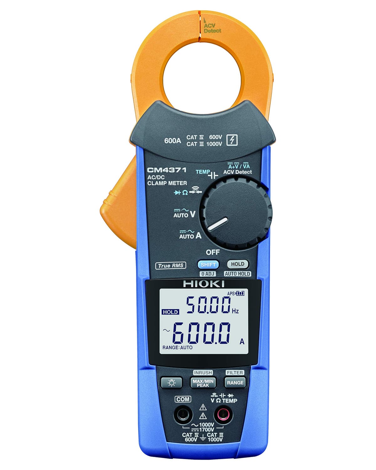 Hioki CM4371 Amperímetro de pinza AC/DC 600A True-RMS con medición DC hasta 1500V