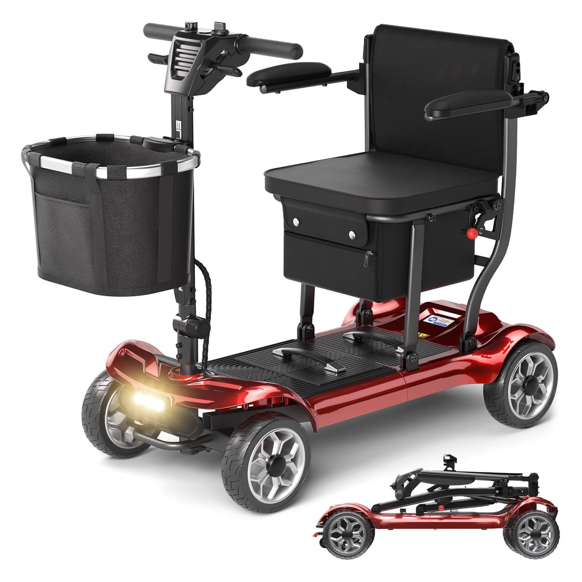Sugogo Scooter Eléctrico Plegable Ligero para Adultos - 43lb, Batería Removible 12.4 mi, Rojo USYWHT01-Red1