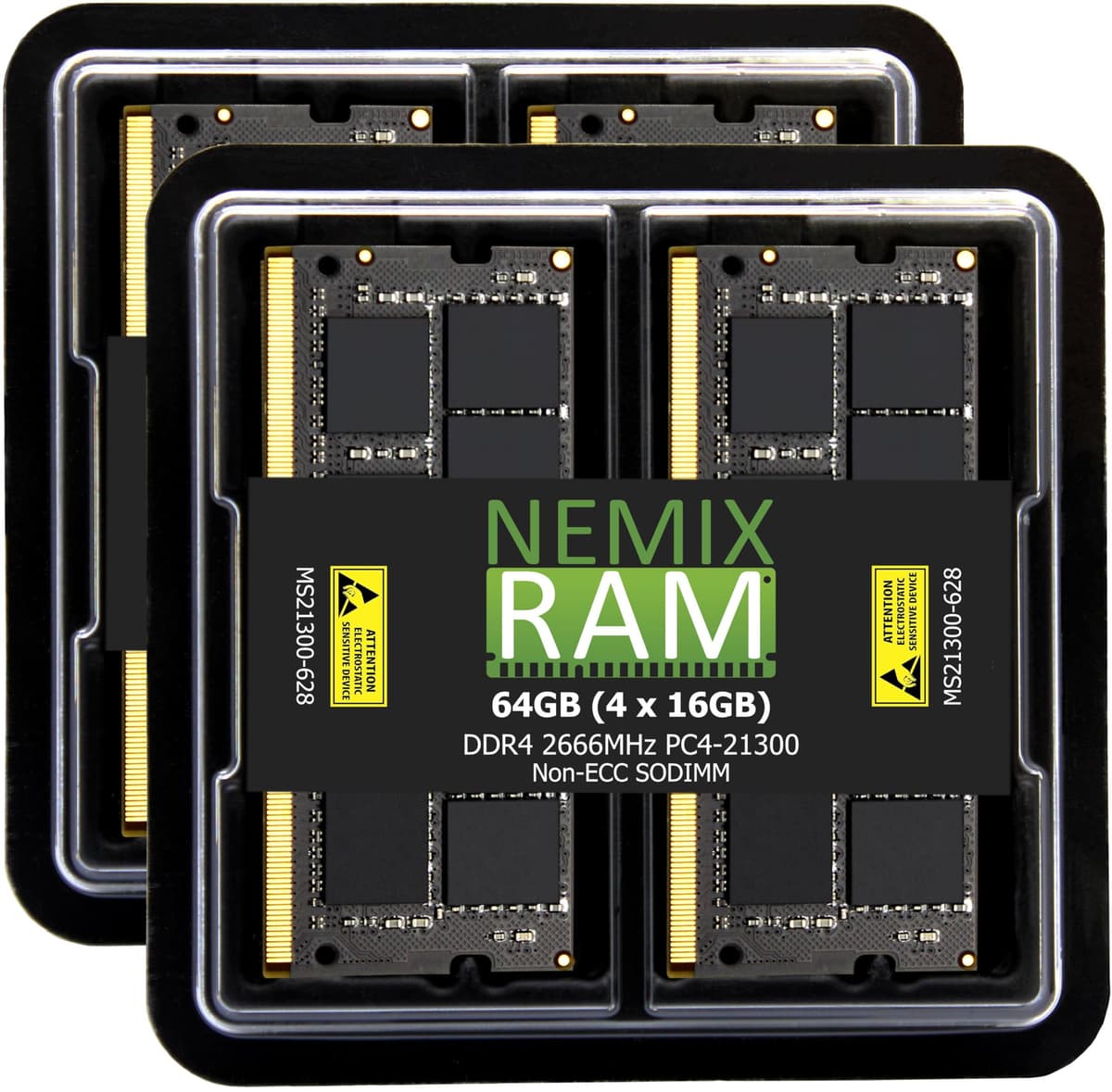 NEMIX RAM 64GB (4X16GB) DDR4 2666MHZ PC4-21300 2Rx8 1.2V CL19 260-PIN Non-ECC SODIMM Memoria para Laptop/PC KIT MS21300-628K04-G
