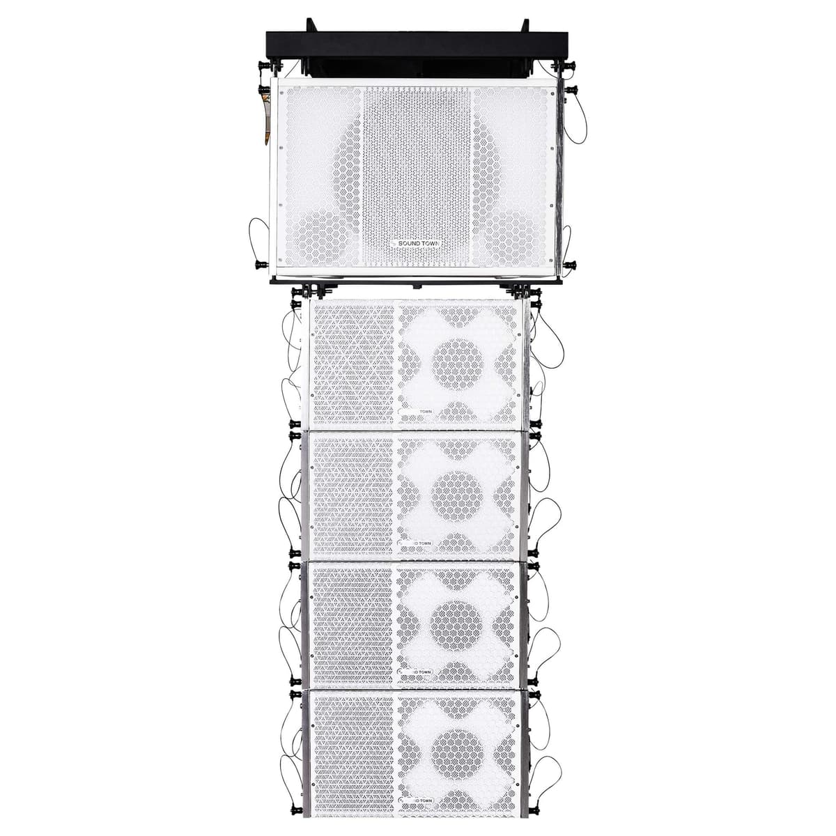 Sound Town ZETHUS Serie Line Array - Subwoofer 15" pasivo + 4 parlantes 10" (Blanco) Passive | Bi-amp | 15" Sub | 4 x 10"