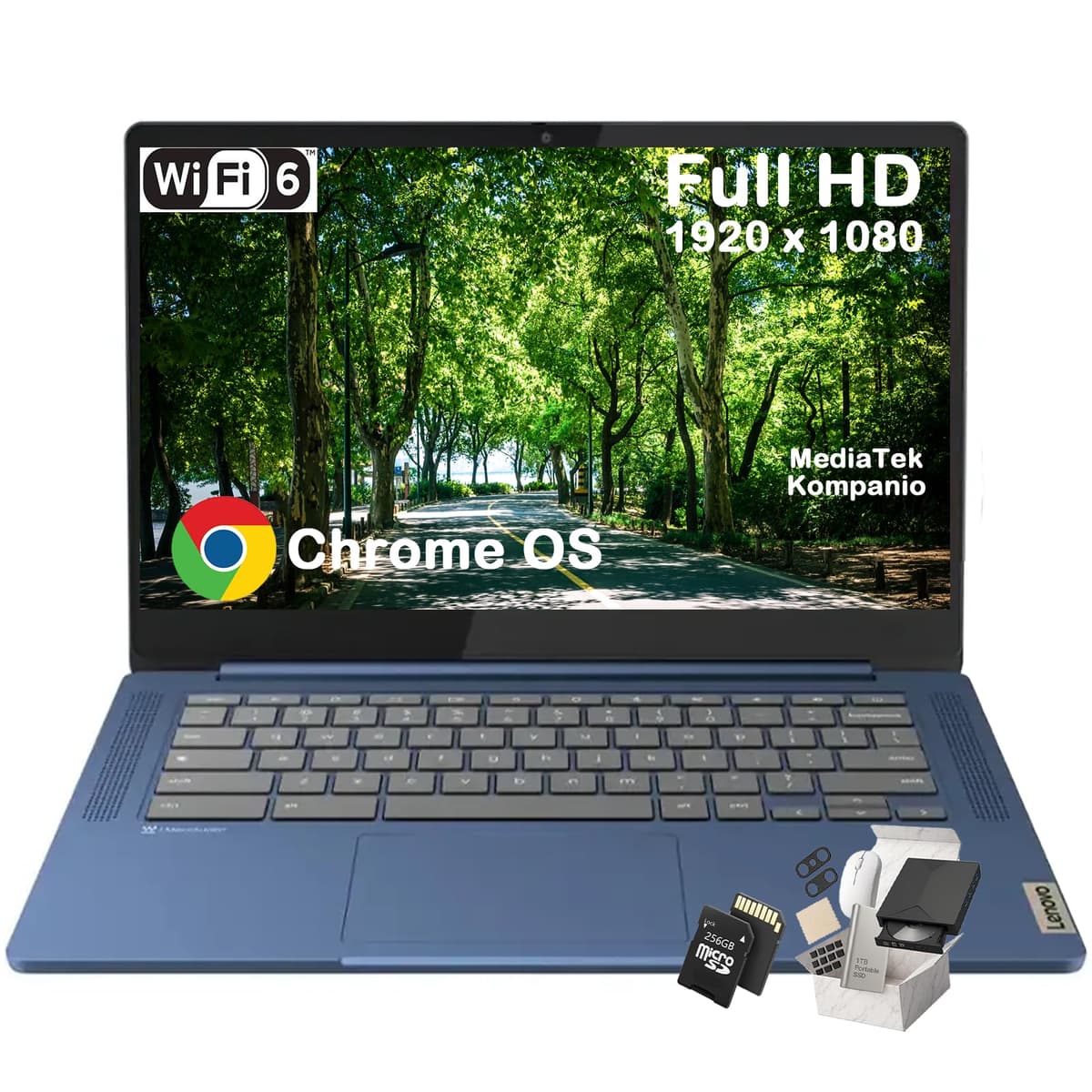 Lenovo IdeaPad Slim 3 Chromebook 14" FHD MediaTek Kompanio 520 8-Core 4GB 64GB eMMC + 256GB MicroSD Wi-Fi 6 Lenovo Slim 3