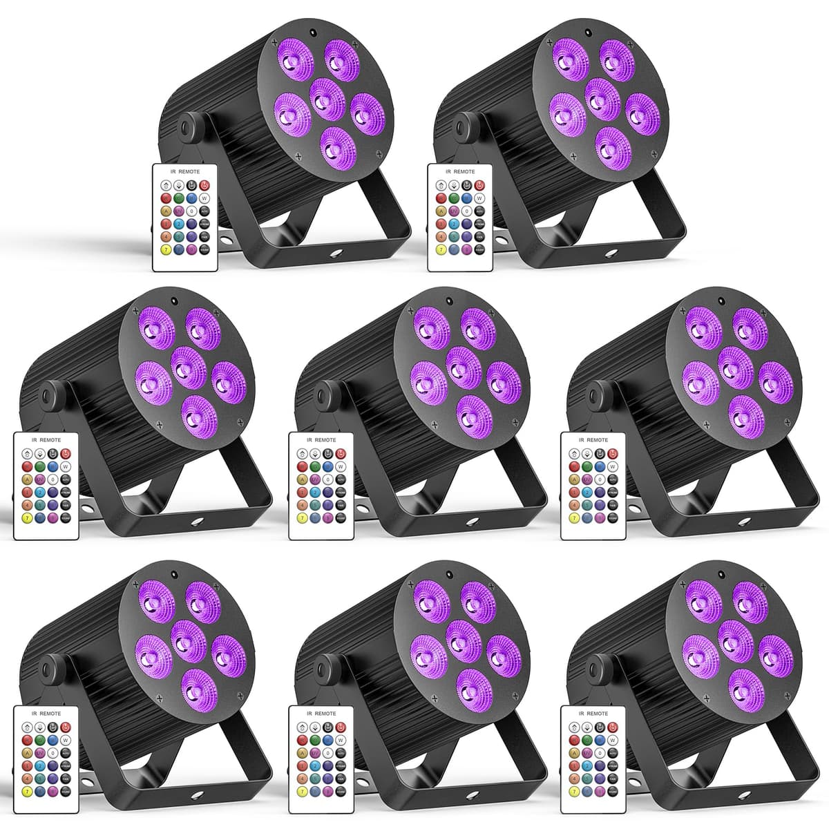 Sparklingtrack Luces de escenario recargables 60W RGBWA+UV con batería 5500mAh y control remoto (8 piezas) ZQ01634X8US
