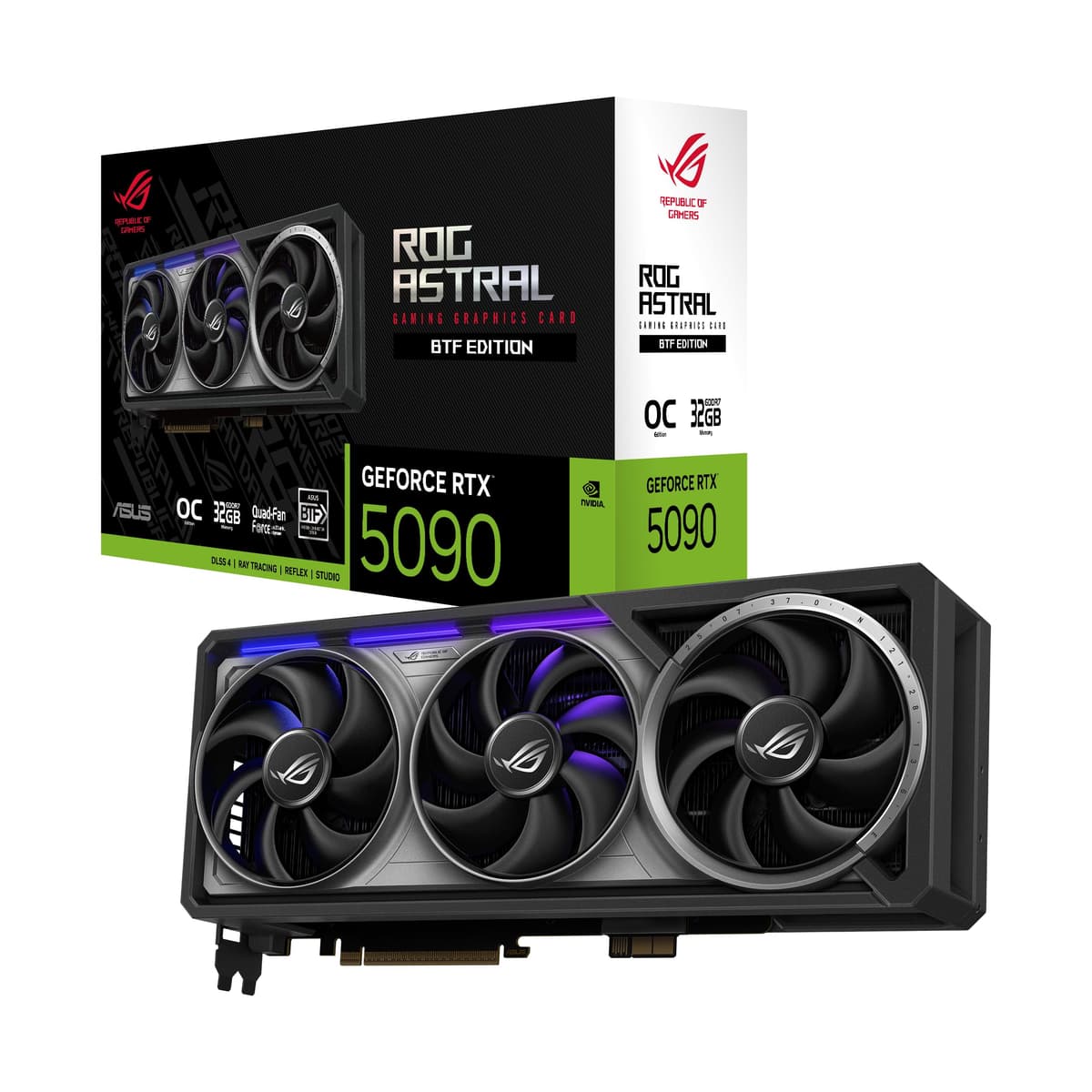 ASUS ROG Astral GeForce RTX 5090 BTF OC Edition, 32GB GDDR7, 3.8 ranuras, soporte 1000W ROG-ASTRAL-RTX5090-O32G-BTF-GAMING