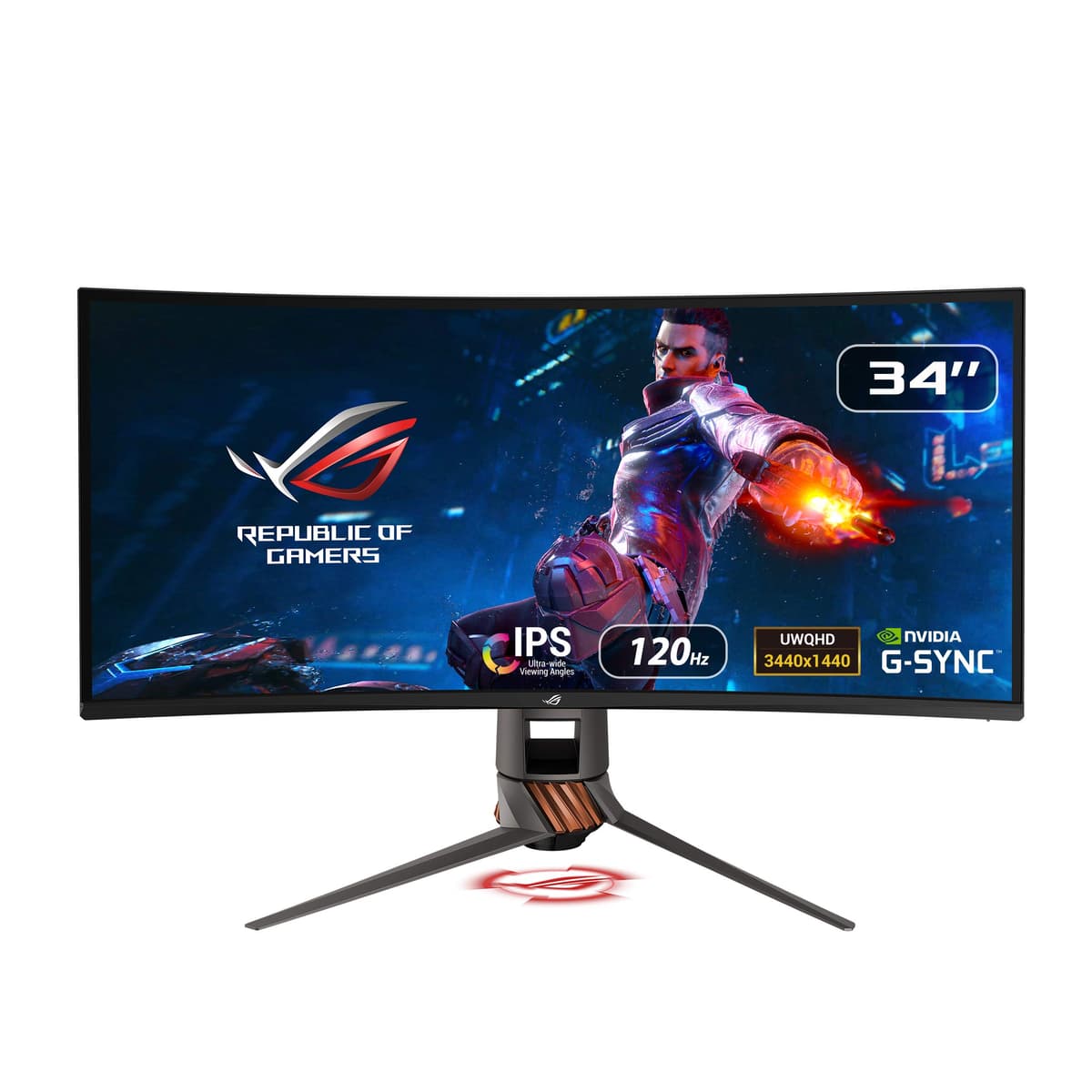 ASUS ROG Swift PG349Q Monitor para juegos curvo de 34” G-Sync 120Hz 3440 x 1440 IPS con cuidado ocular Aura Sync DP HDMI
