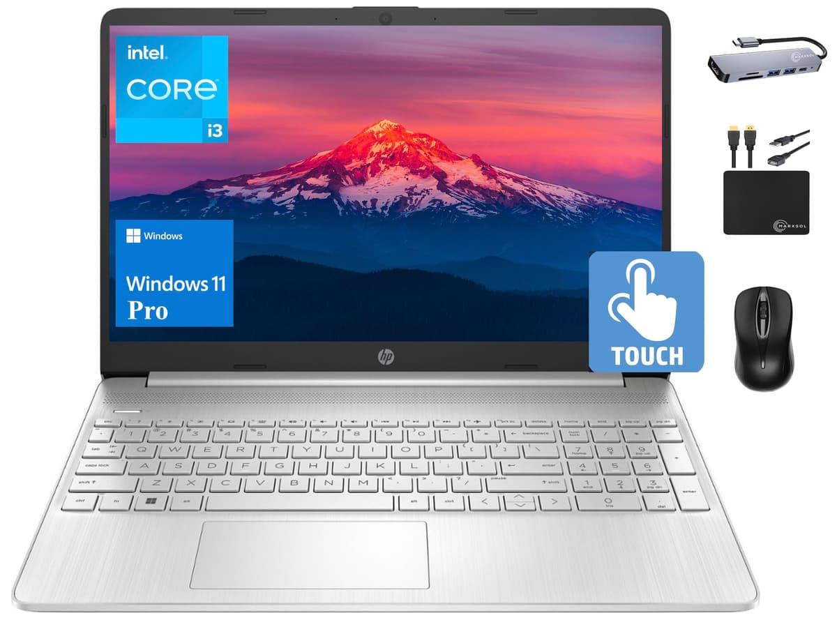 HP 2024 Laptop Empresarial 15.6" HD Táctil, Intel i3-1215U 6 núcleos (Mejor que i5-1135G7), 32GB RAM, 1TB SSD, Webcam, Gráficos UHD, WiFi, Batería de Larga Duración, Type-C, Win 11 Pro +Accesorio Marxsol 2024 HP 15 Touchscreen Laptop