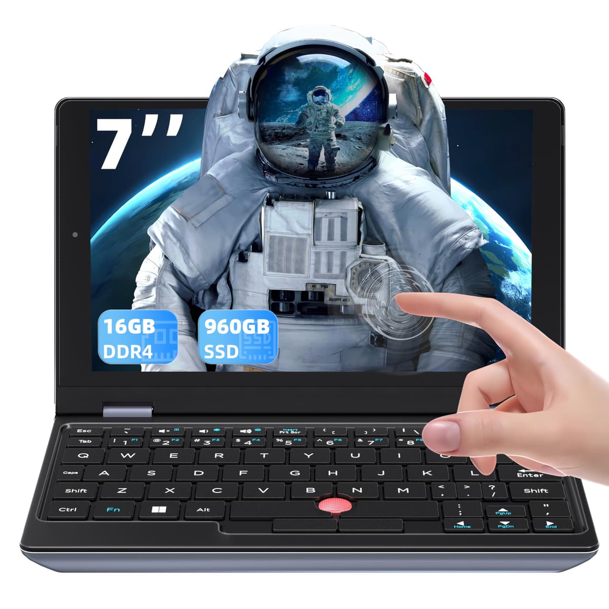 ZWYING Mini Laptop Ultra-Ligero de Metal 7'' con Pantalla Táctil HD: CPU Alder Lake N95, 16GB RAM, 960GB SSD, Windows 11 Pro, WiFi, USB 3.0, Mini HDMI, Ranura para Tarjeta TF - para Negocios y Estudiantes (16G+960GB) HL-1011
