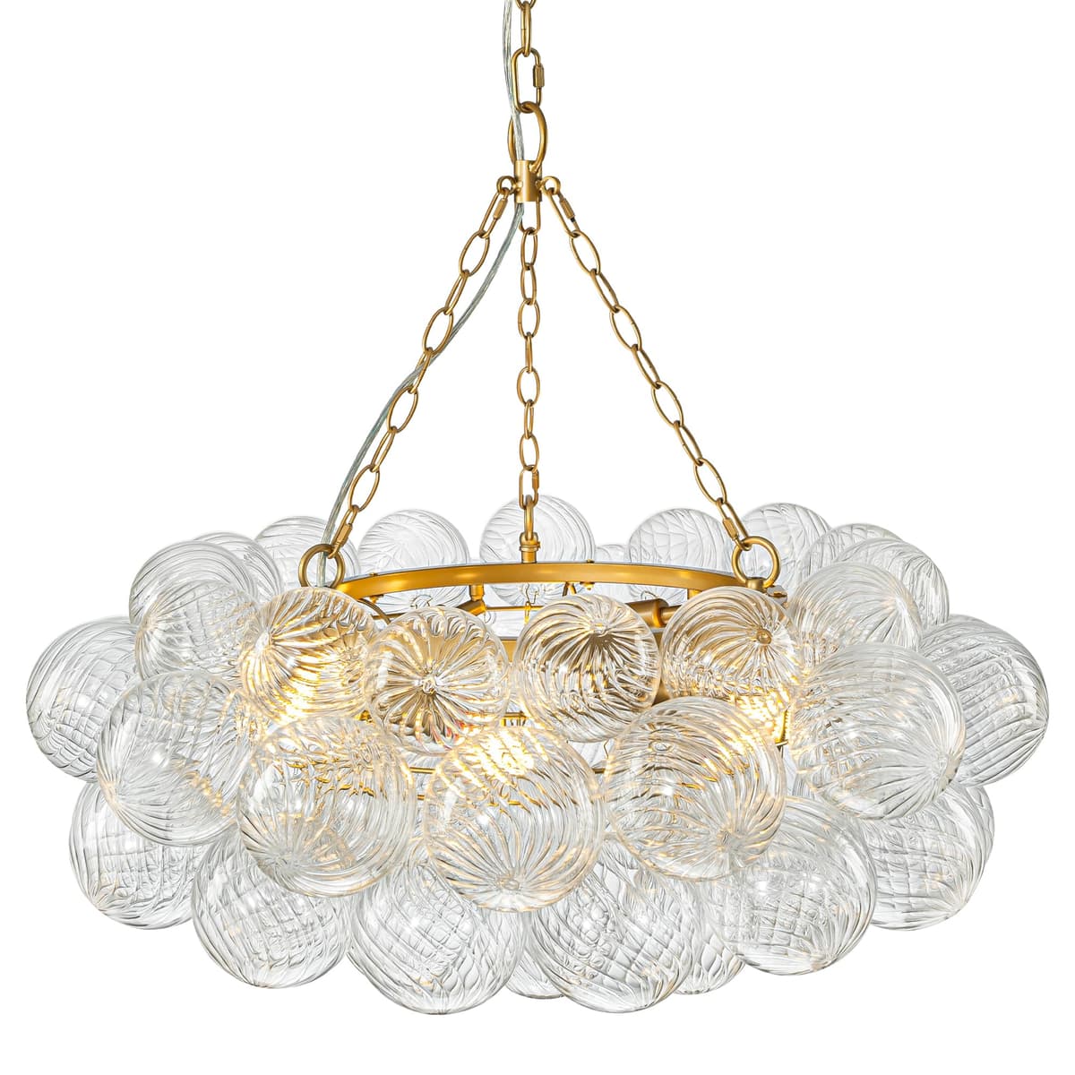 Bakspa Lámpara colgante Bubble Globe 32" diámetro, cristal acanalado y acabado dorado SL-1599-Gold-32inch
