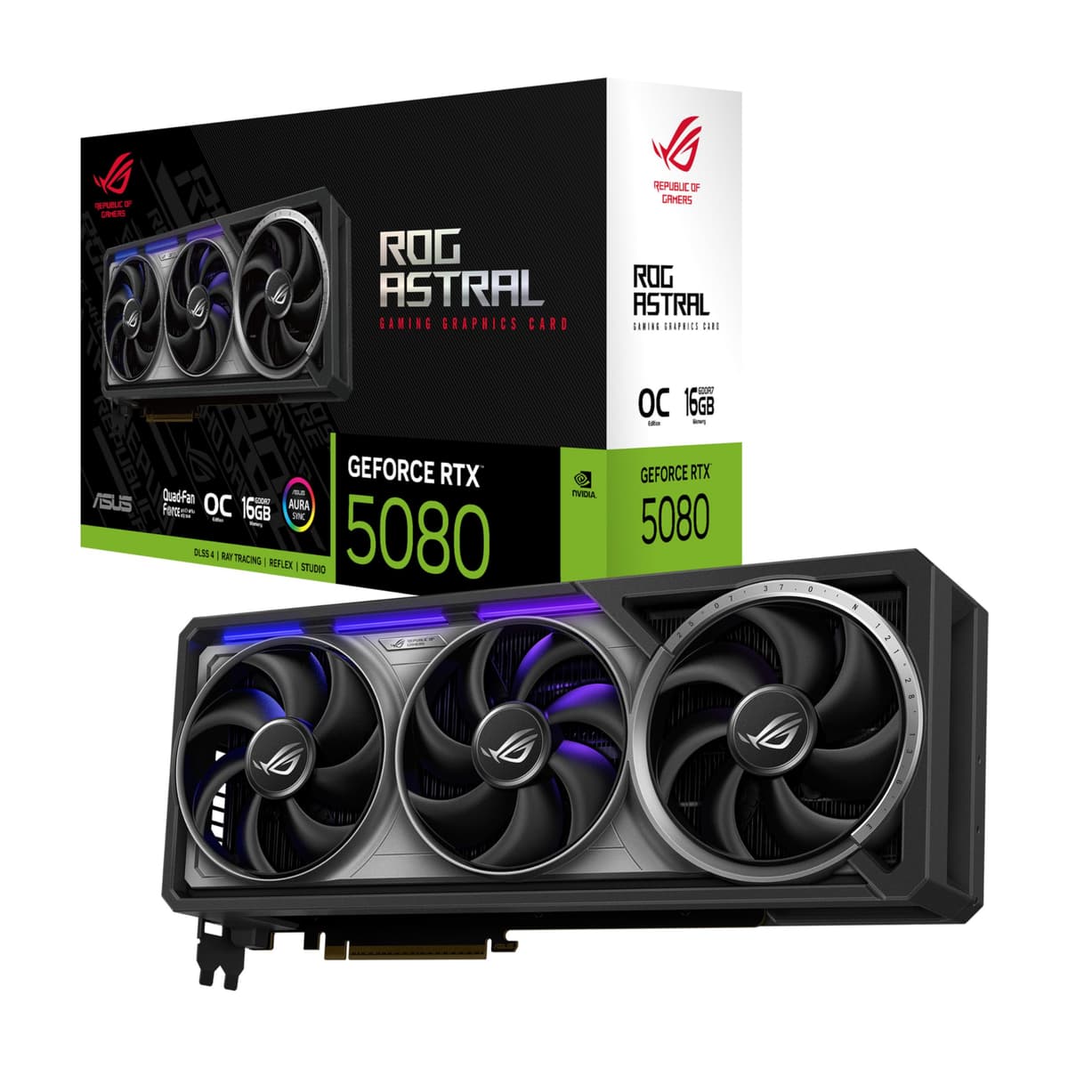 ASUS ROG Astral GeForce RTX 5080 OC 16GB GDDR7 Quad-Fan Vapor Chamber ROG-ASTRAL-RTX5080-O16G-GAMING
