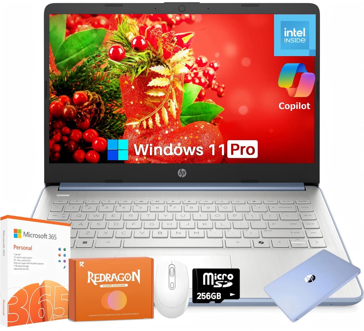 HP 2025 Portátil de 14" para Negocios y Estudiantes, Procesador Intel N150, 16 GB RAM, 384 GB Almacenamiento (128 GB UFS + 256 GB SSD), Copiloto IA, Wi-Fi 6, Windows 11 Pro, Delgado y Liviano, Hasta 11 Horas de Batería HP 14 Inch Laptop
