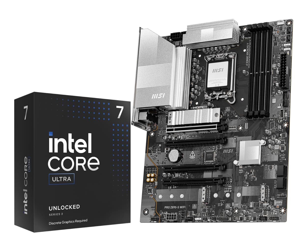 Combo placa madre y CPU MICRO CENTER - Procesador de escritorio Ultra 7 265KF de 20 núcleos hasta 5.5 GHz con placa madre Pro Z890-S WiFi LGA 1851 265KPROZ890SWF