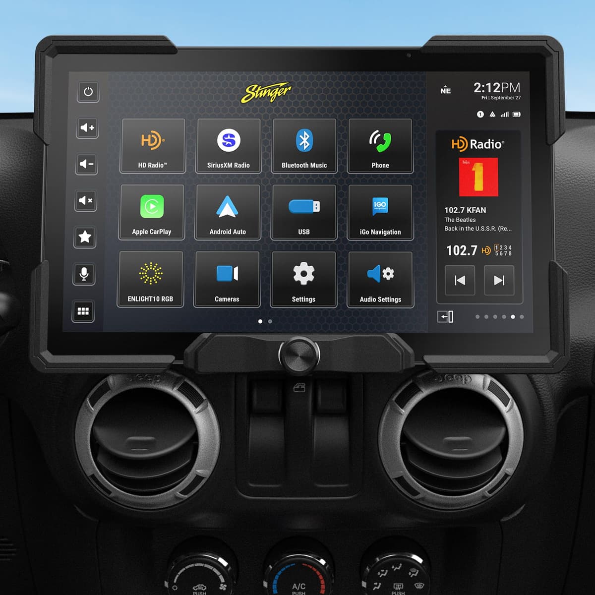 Stinger HORIZON12 12.8" Radio táctil Full HD IP65 para Jeep Wrangler JK (2011-2018) con Apple CarPlay/Android Auto inalámbrico JK11RB12