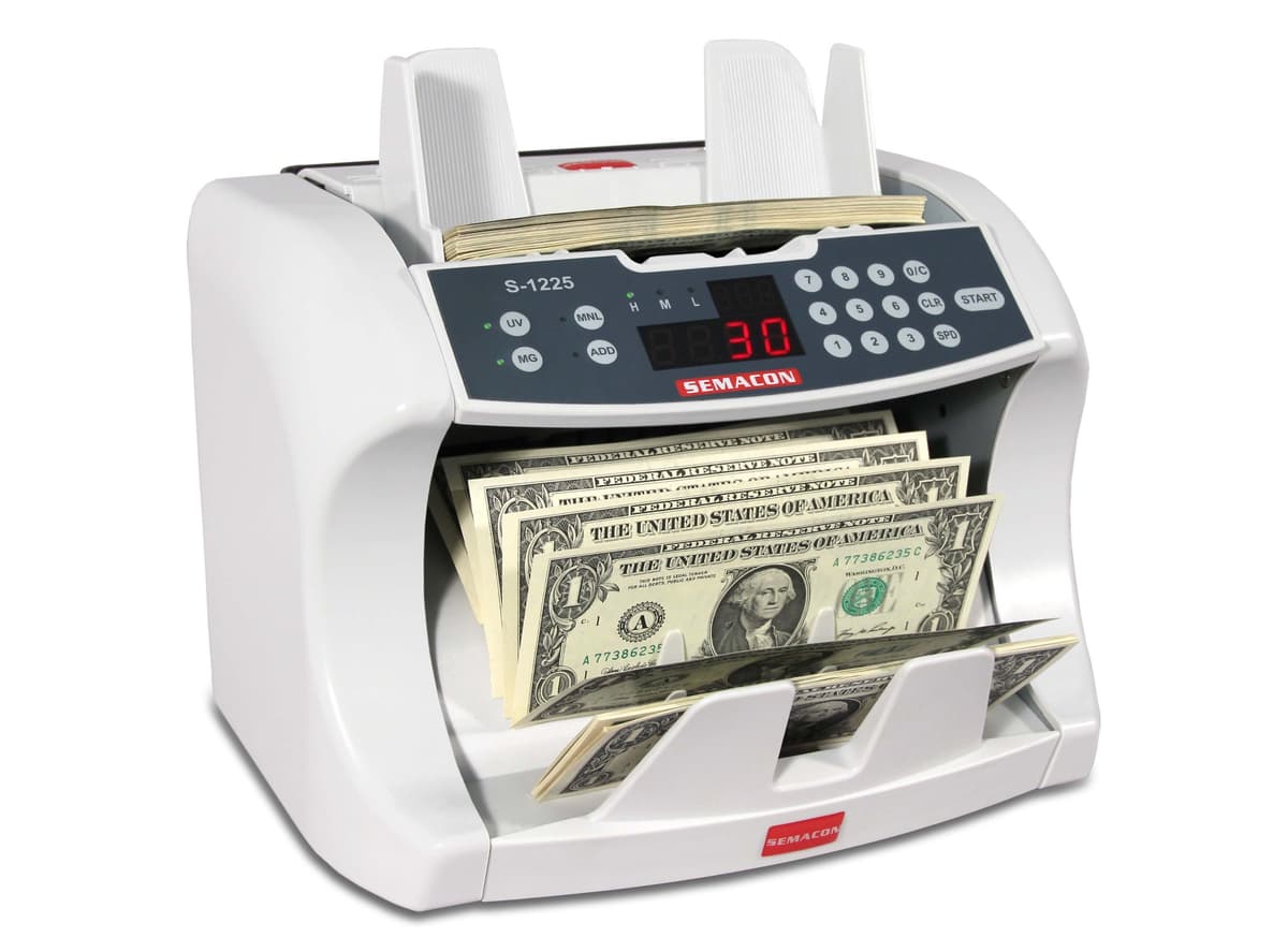 Contadora bancaria Semacon S-1225 alta velocidad con detección UV y magnética S-1225 110V/60Hz