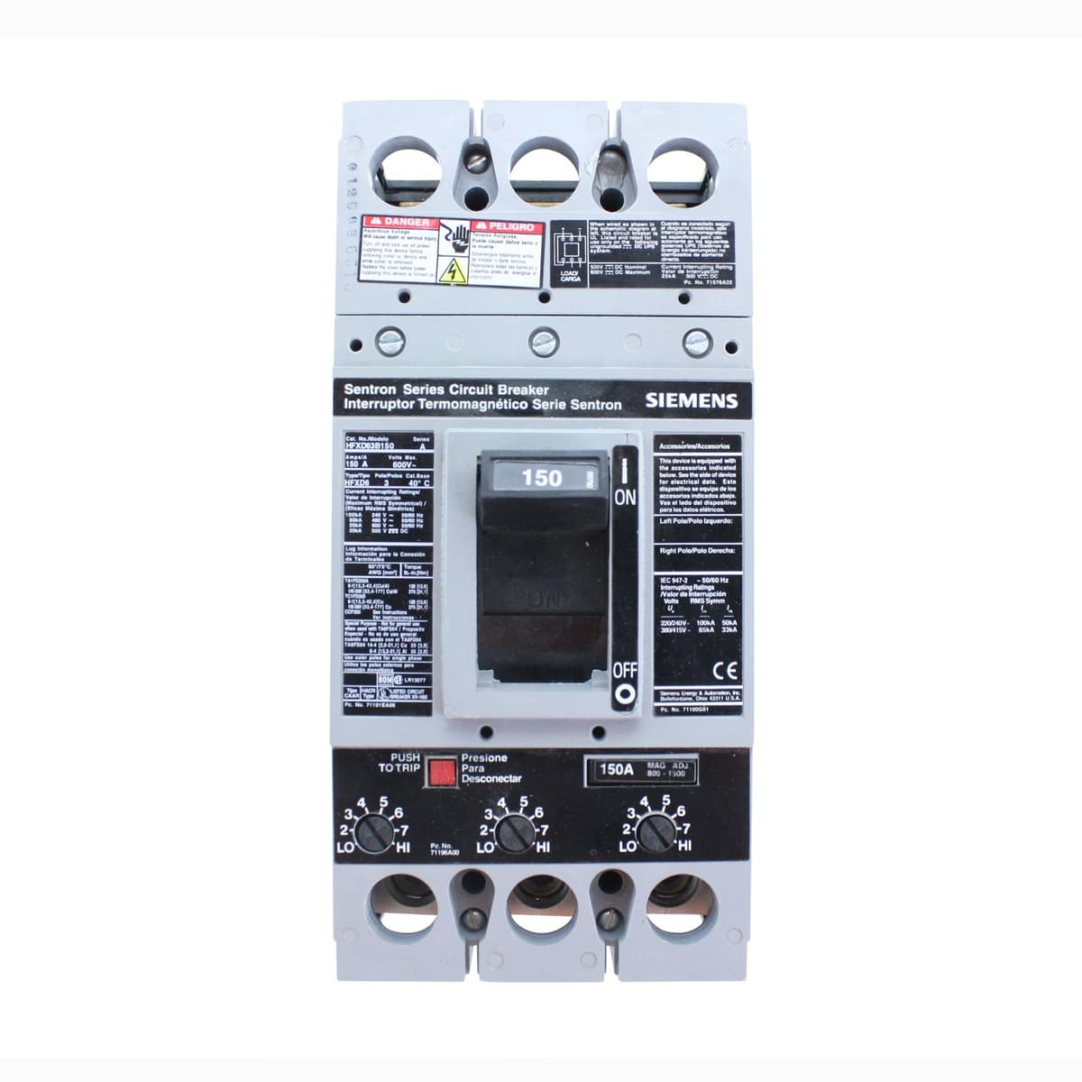 Siemens HFXD63B150 - Interruptor moldeado HFXD6 3P 150A 600V