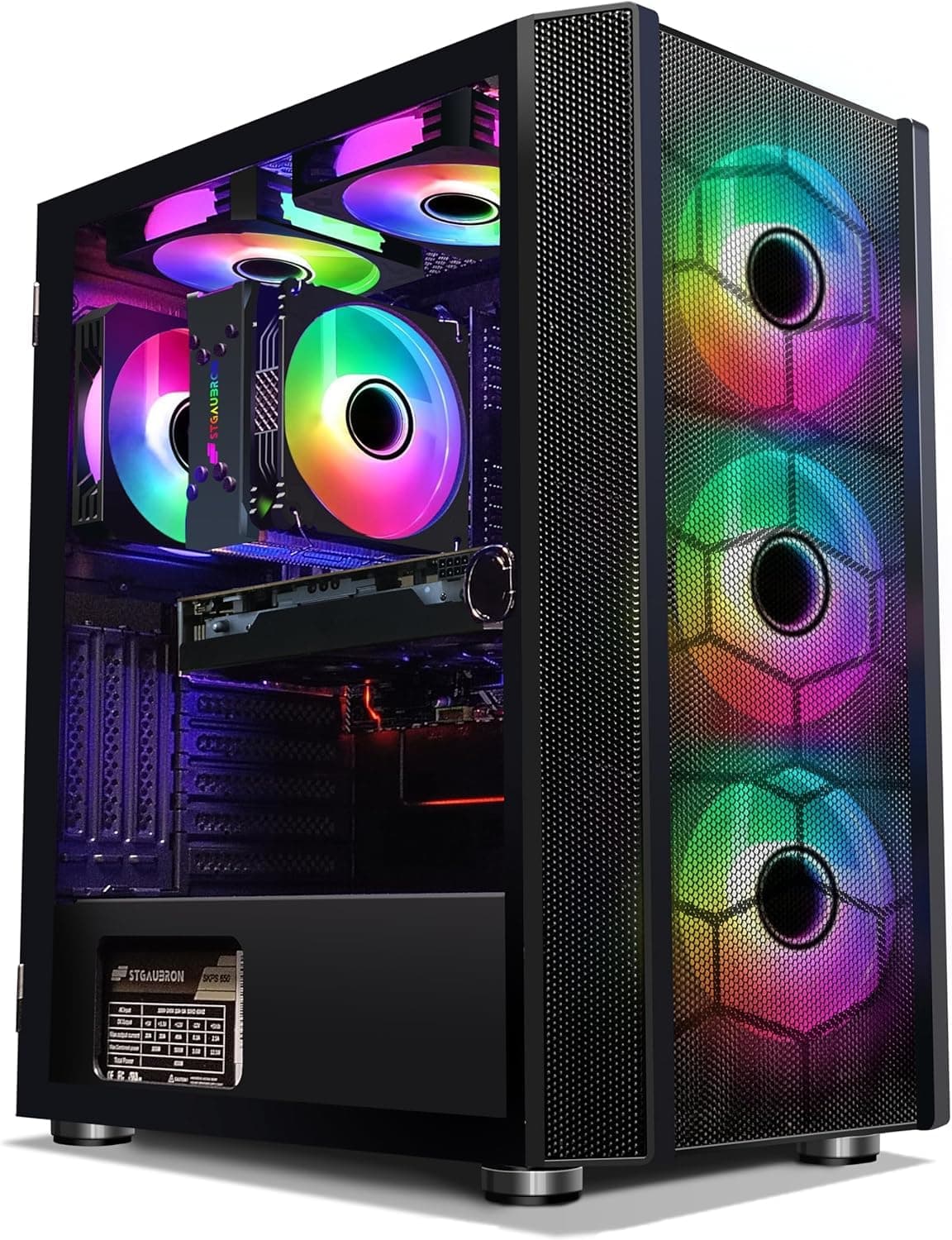 PC de Escritorio Gaming STGAubron, Intel Core i3-10100F hasta 4.3G, GeForce RTX 2060 6GB, 16GB DDR4, SSD 1TB, WiFi, BT 5.0, 6 Ventiladores RGB, Windows 11 Home ABR1122