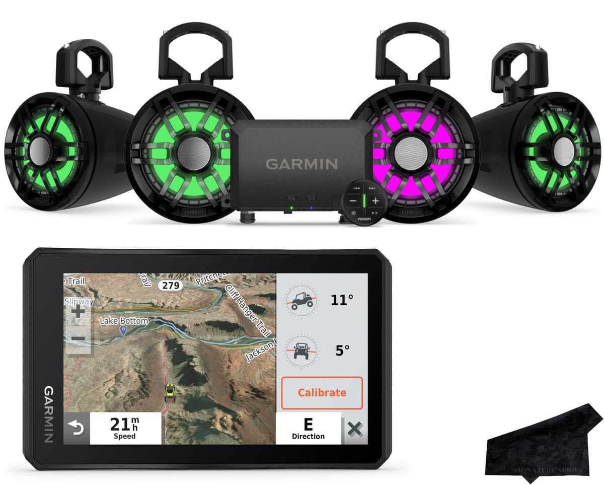 Certified Brands Garmin Tread Base Edition Rugged Powersport Navigator con Audio Fusion y altavoz adicional 010-02406-01+010-02646-00+010-02646-02