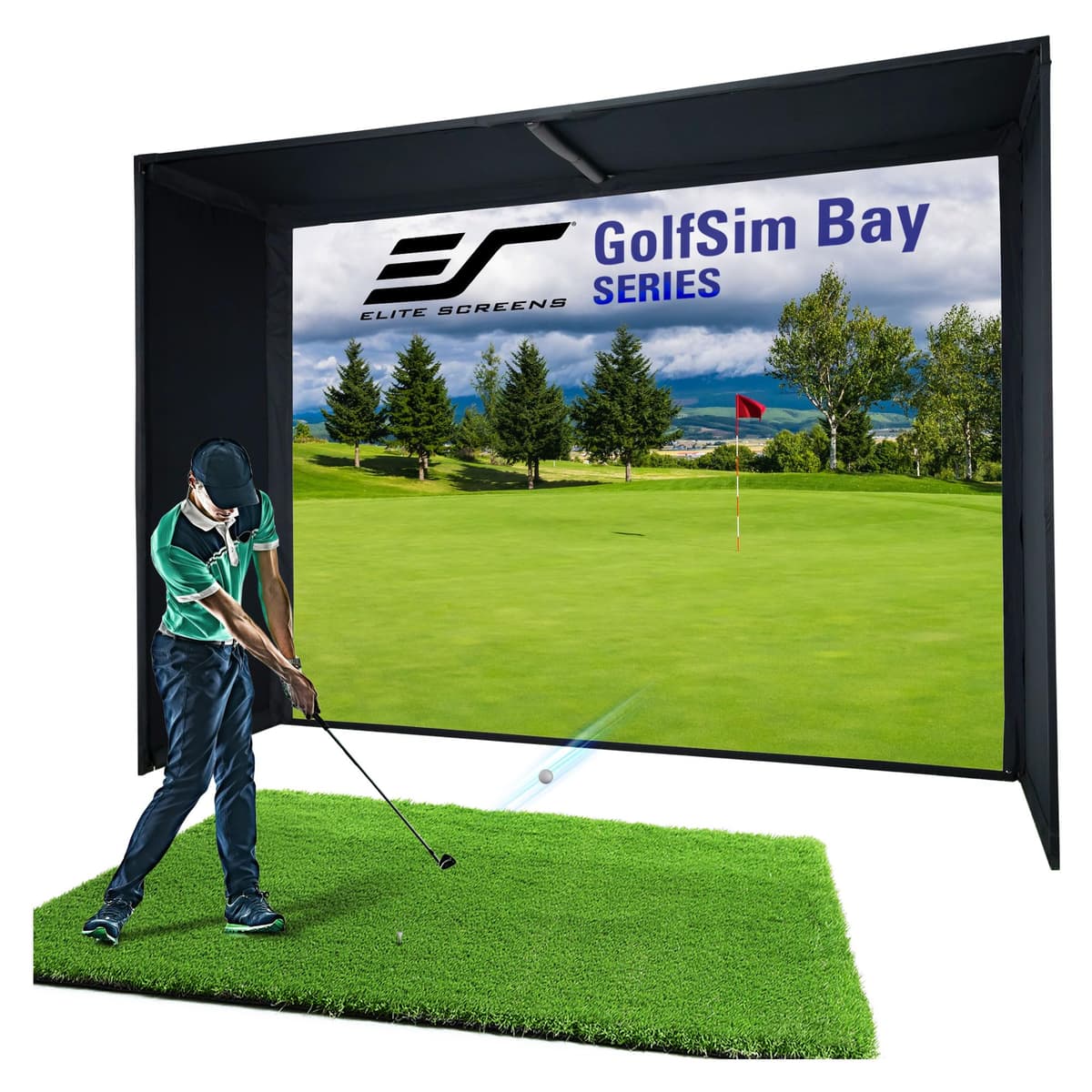 Pantalla de impacto Elite Screens Golf Simulator 10x10 ft ImpactWhite 1145 GSB10X10-IPW1145-X