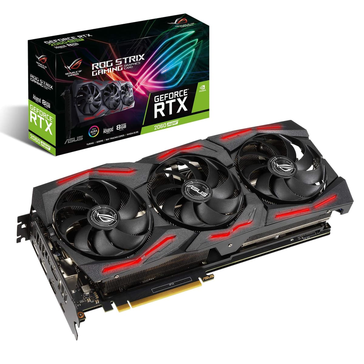 ASUS ROG Strix GeForce RTX 2060 Super Avanzada Overclockeada EVO 8G GDDR6 HDMI DisplayPort USB Tipo-C Tarjeta de Video para Juegos (ROG-STRIX-RTX2060S-A8G-EVO-GAMING)