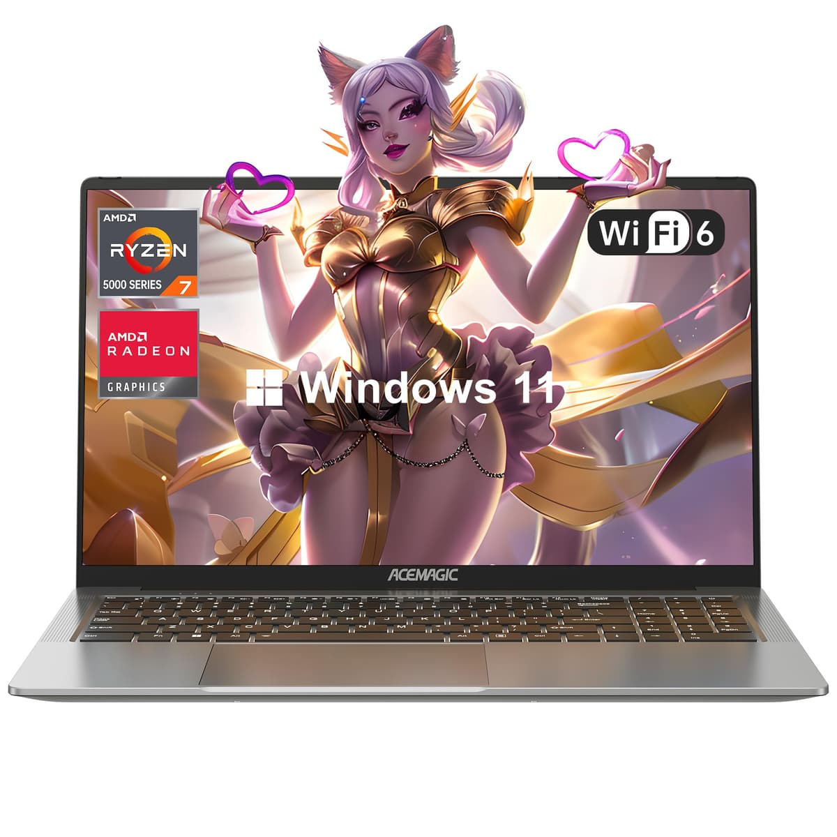 ACEMAGIC 2025 Laptop, portátil con AMD Ryzen 7 5700U (8 núcleos/16 hilos, hasta 4.3 GHz), 16 GB RAM 512 GB SSD NVMe, gráficos Radeon RX Vega 8, pantalla FHD de 16.1", WiFi 6, teclado retroiluminado AX16PRO