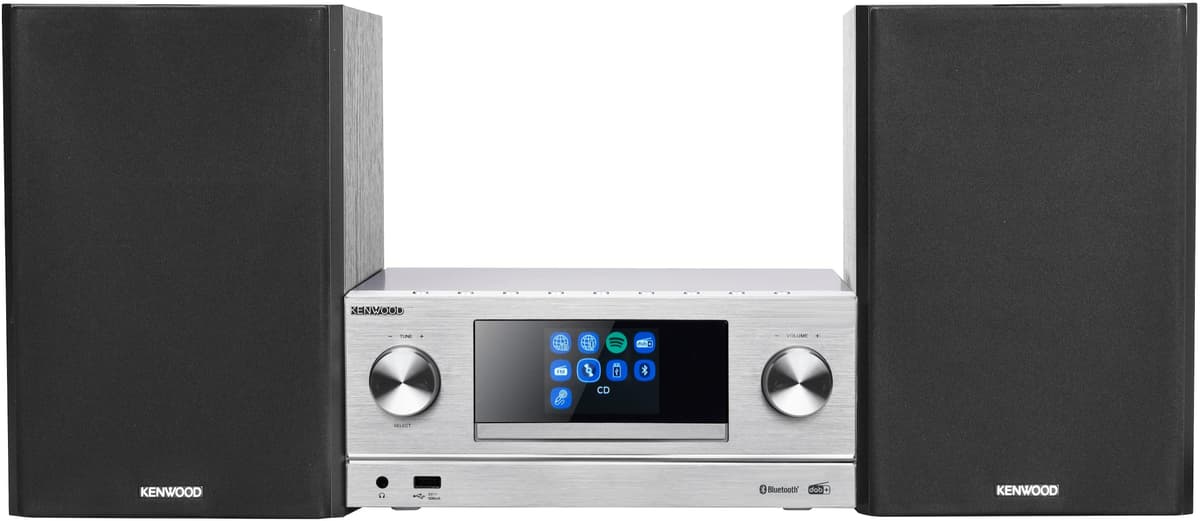 Kenwood M-9000S-S - Sistema Micro Hi-Fi Inteligente con radio por Internet, DAB+, CD/USB y transmisión de audio, color plateado