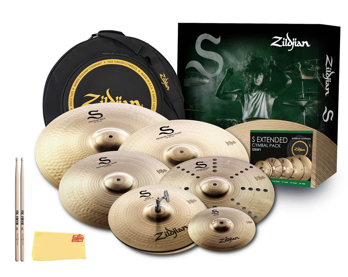 Zildjian SZEXP1 S Extended Cymbal Pack - Set Extendido con Bolsa, Baquetas y Paño Pulidor AUS-ZIL-SZEXP1-COMBO-DLX