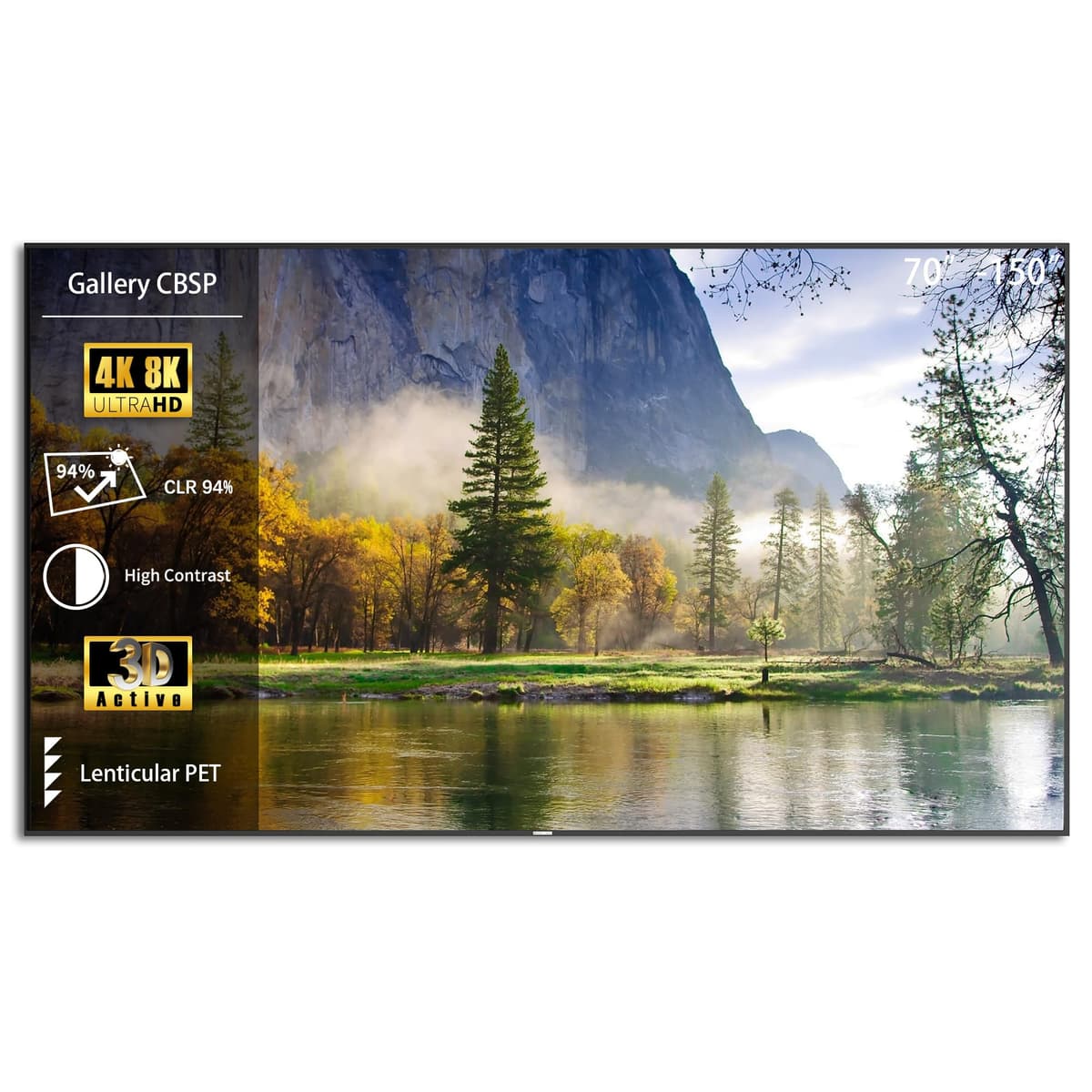 Pantalla Fija Wupro Gallery CBSP ALR - 100" Slim Frame, Soporta 4K/8K, HDR, 3D, para UST y Ambientes Iluminados 2023