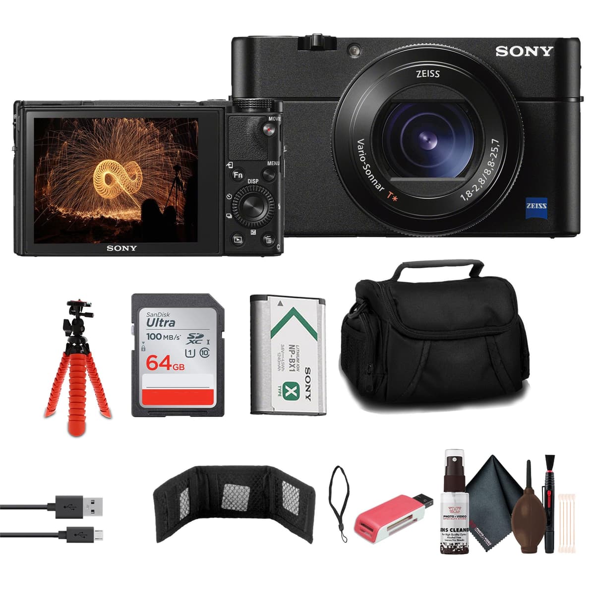 Sony DSC-RX100 VA + Estuche + 64GB + Lector + Trípode Flexible + Kit de Limpieza DSC-RX100M5A/B_EDIAV_1