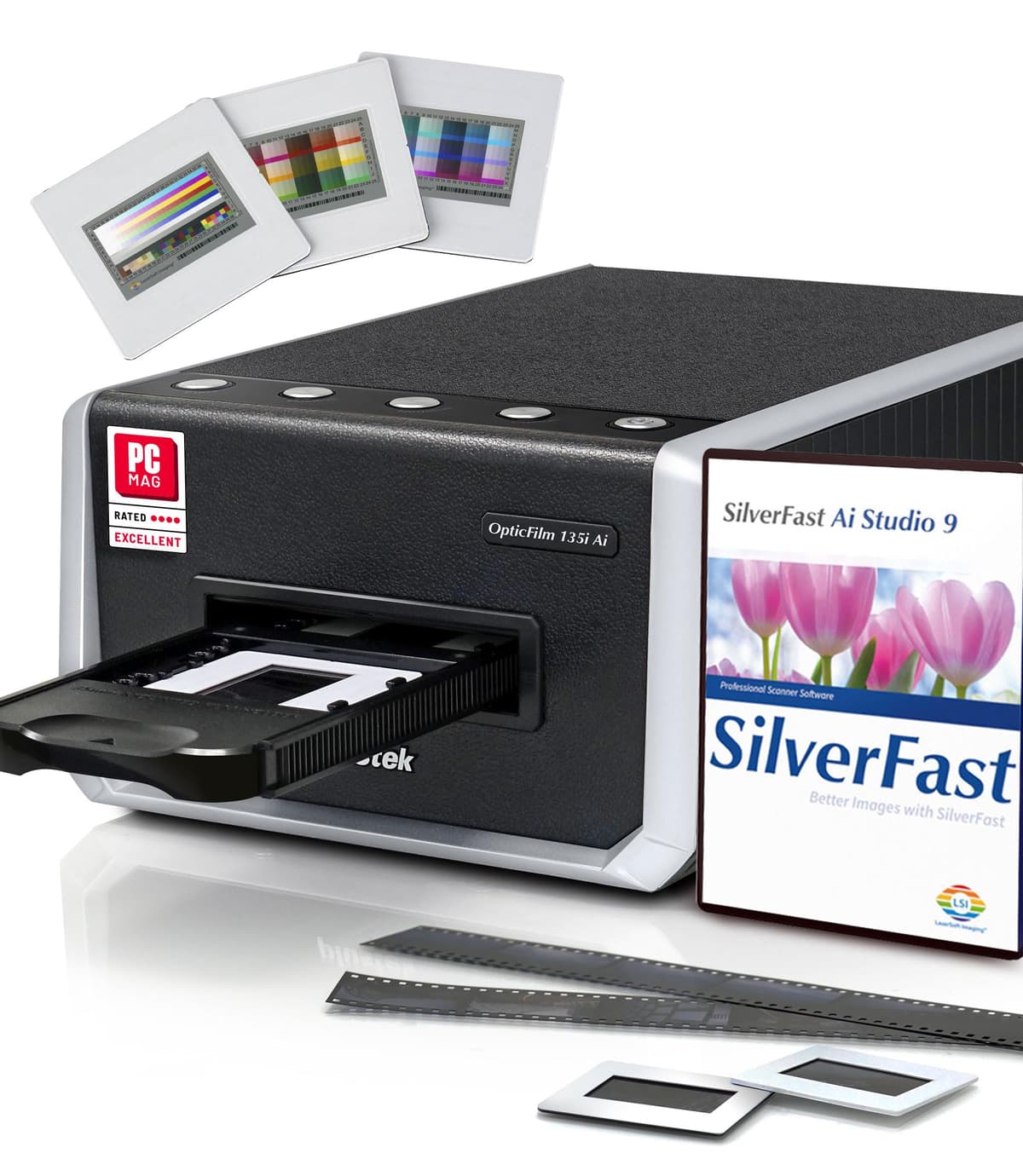 Plustek OpticFilm 135i Ai Escáner de Película y Diapositivas 35mm con Lente 3ª Generación y SilverFast Ai Studio 24V 0.75A LV6 JP